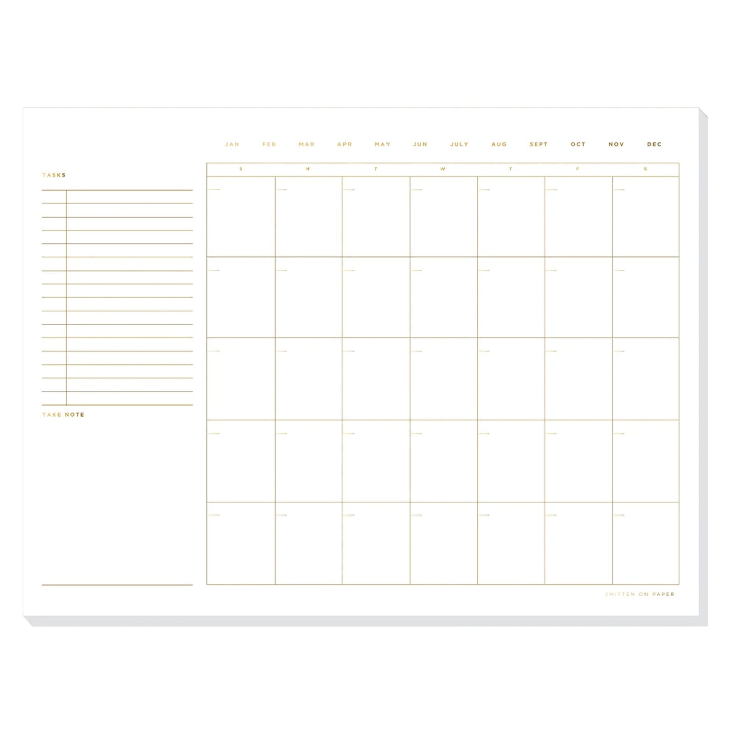 SMITTEN on PAPER Open Dated Desk Calendar in White