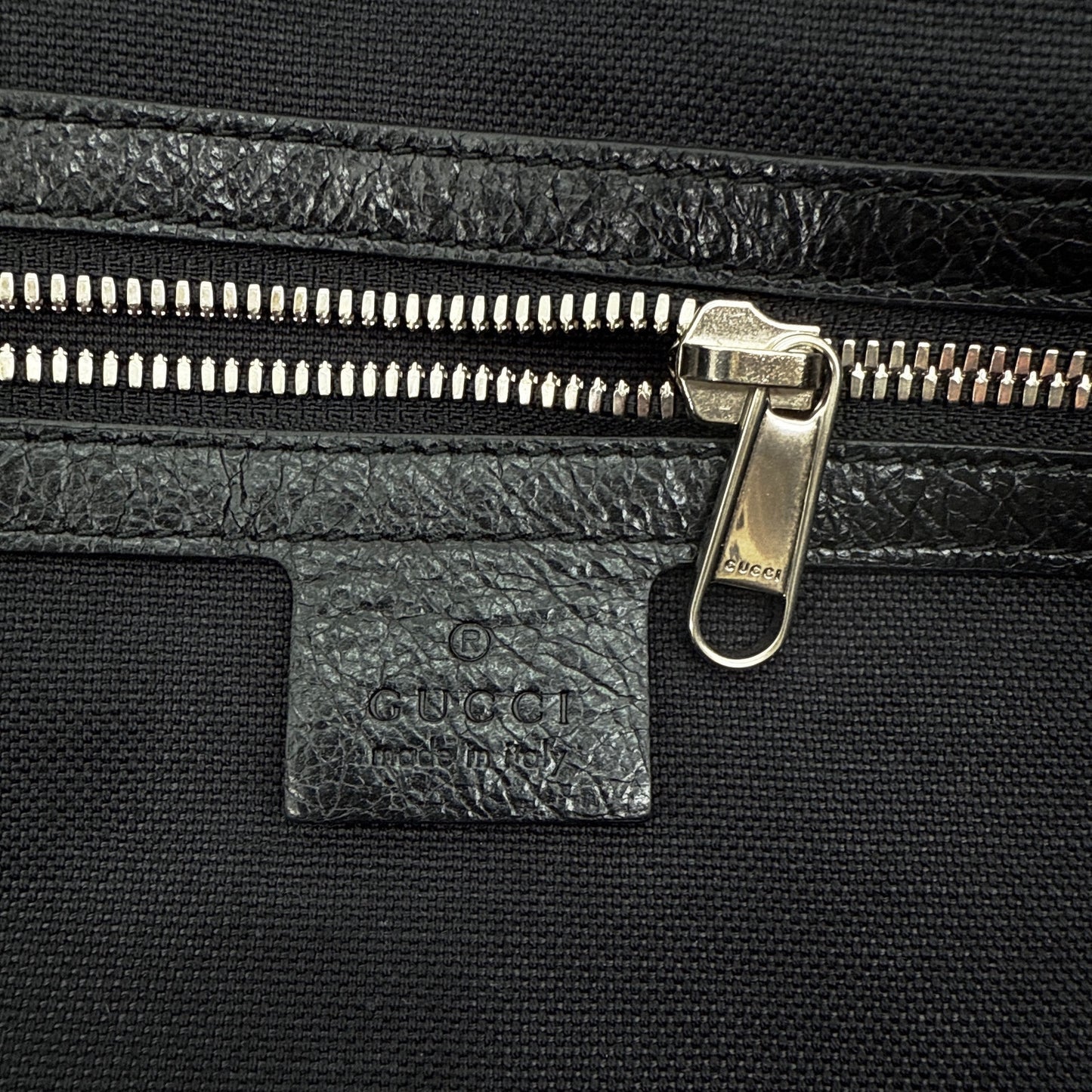 GUCCI Textured Leather Morpheus Militare Crossbody Tote Bag in Black