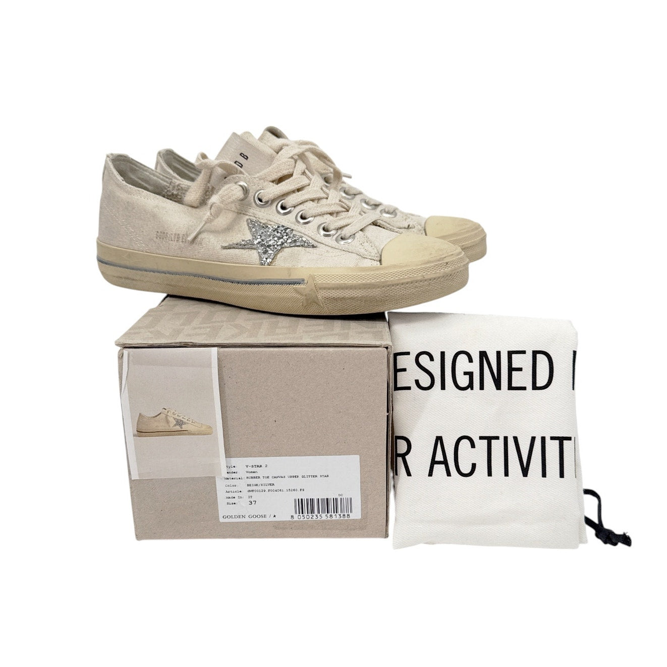 GOLDEN GOOSE V-Star Canvas Glitter Star 37
