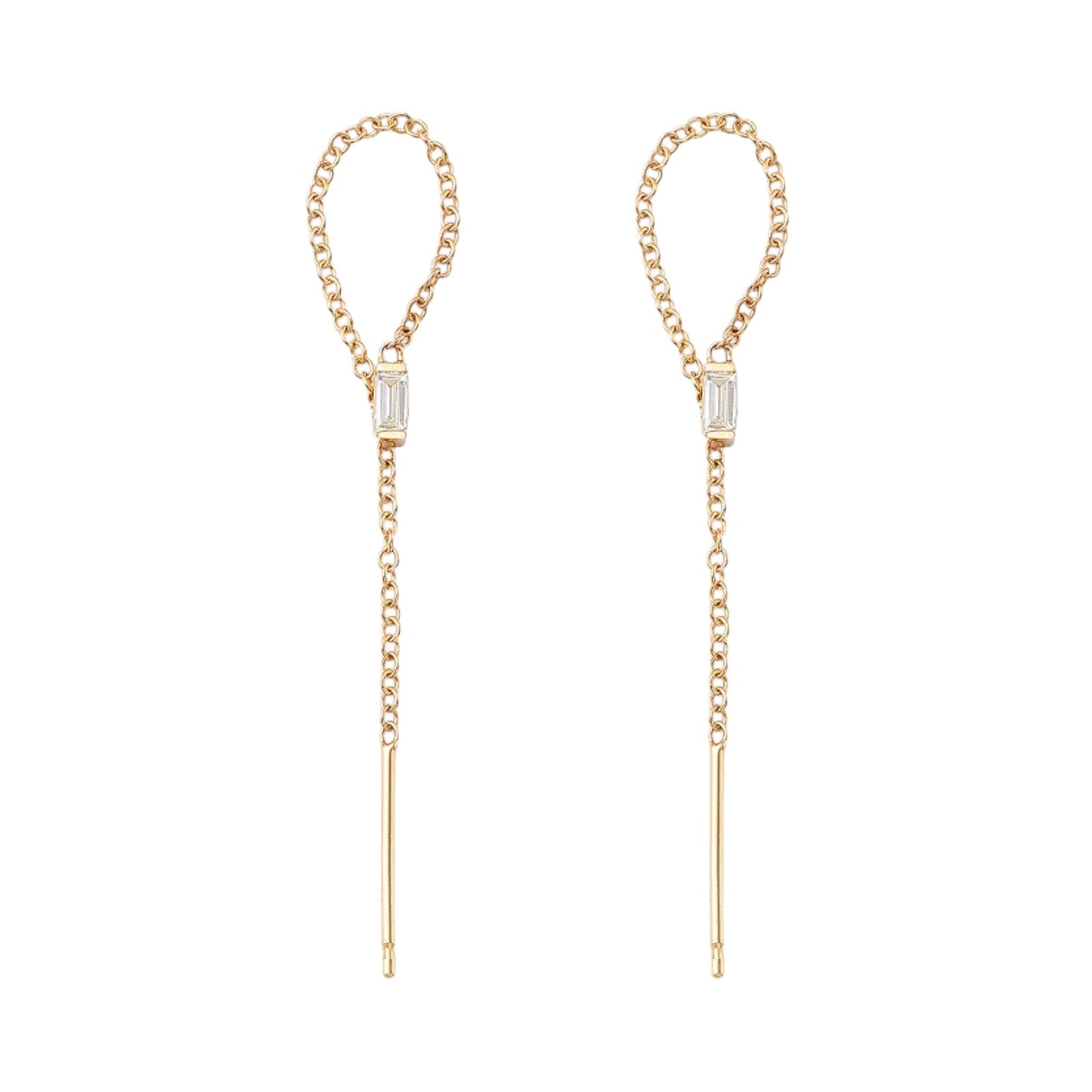 ZOE CHICCO 14k Gold Baguette Diamond Earrings