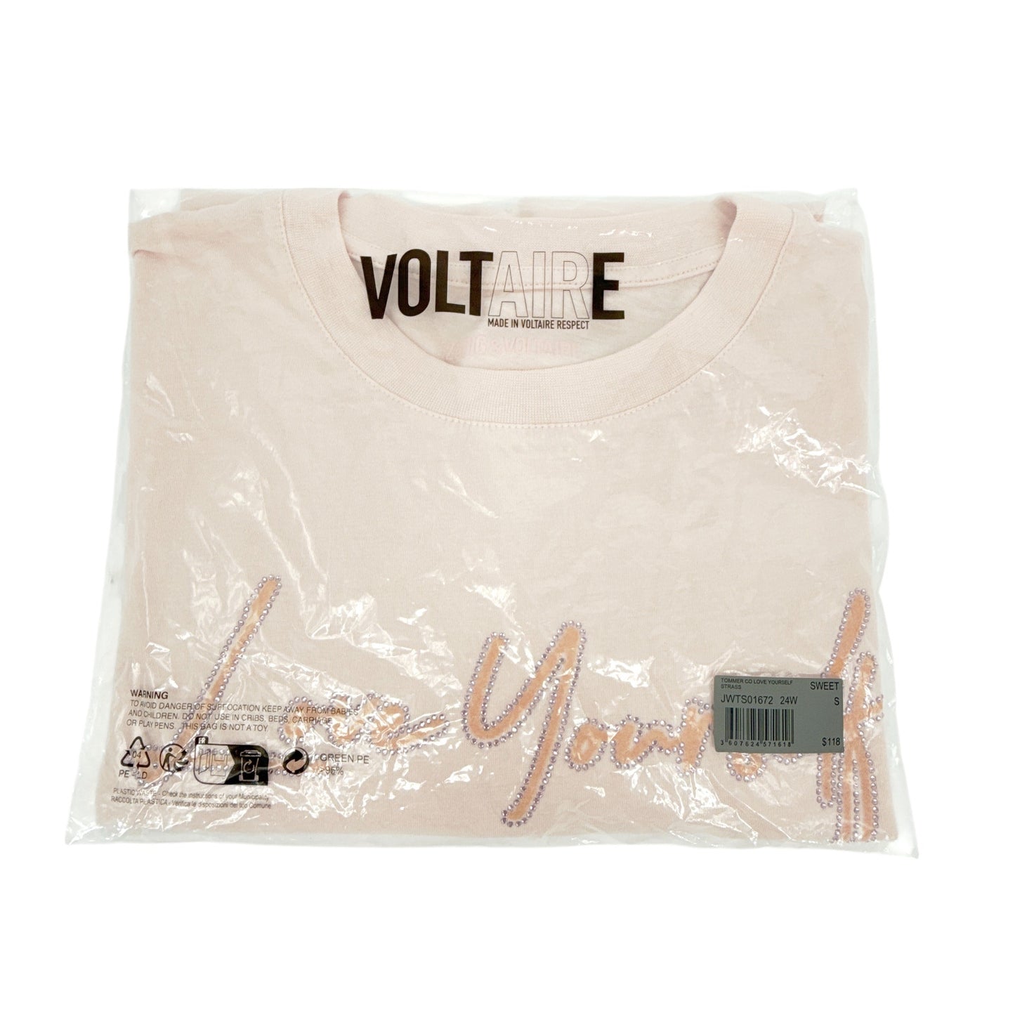 ZADIG & VOLTAIRE Tommer Love Yourself Diamanté T-shirt S