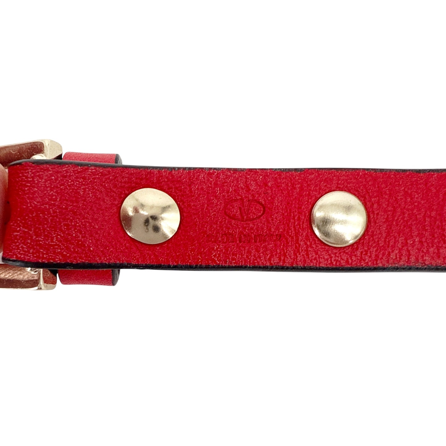 VALENTINO GARAVINO Rockstud Leather Bracelet in Red
