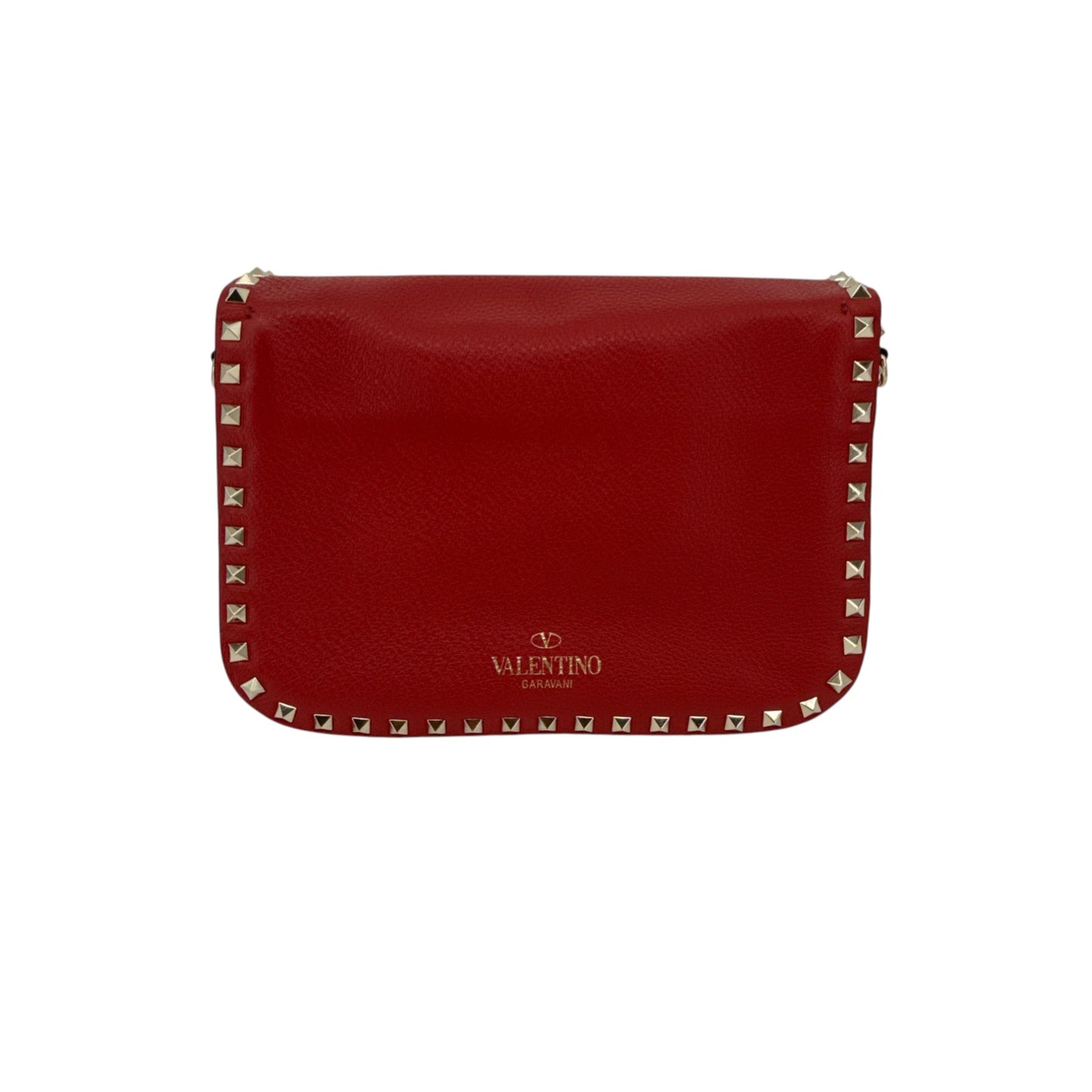 VALENTINO GARAVANI Rockstud Flip Lock Flap Bag Leather in Red
