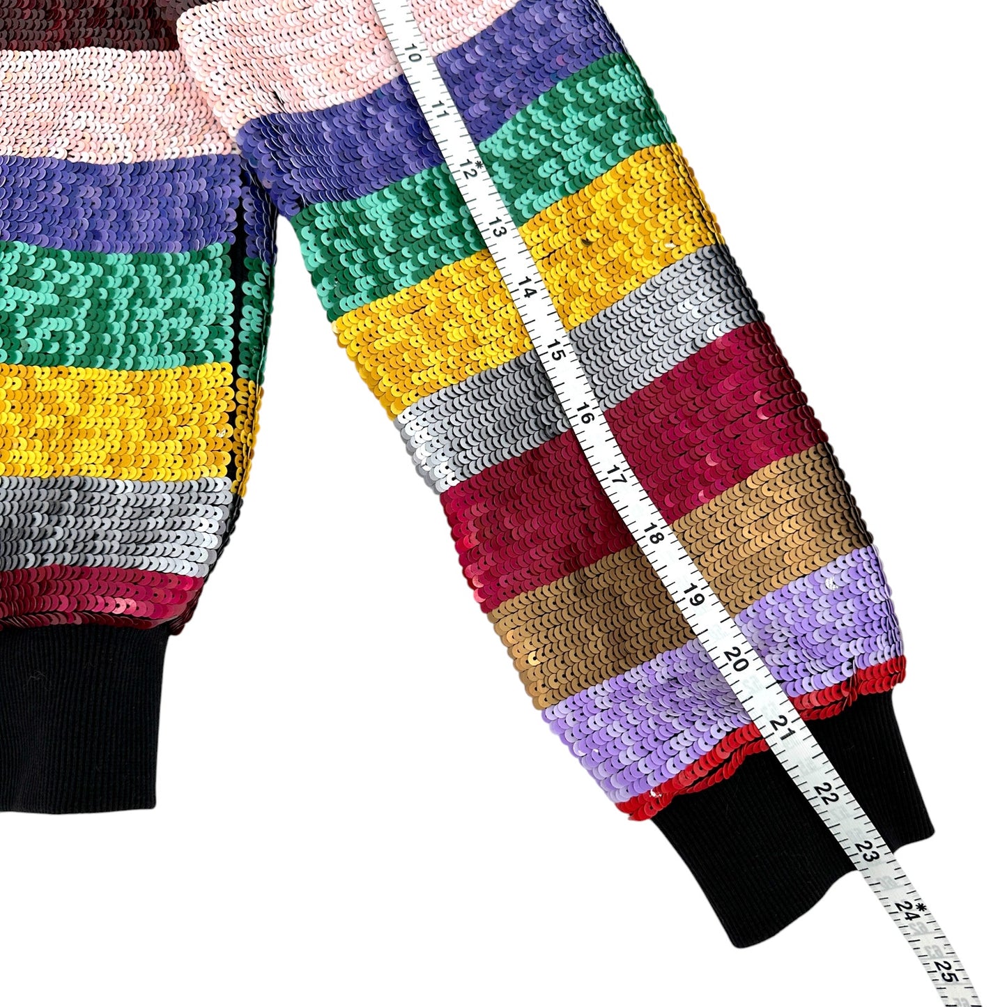 ALICE+OLIVIA Lonnie Sequin Cropped Varsity Jacket S