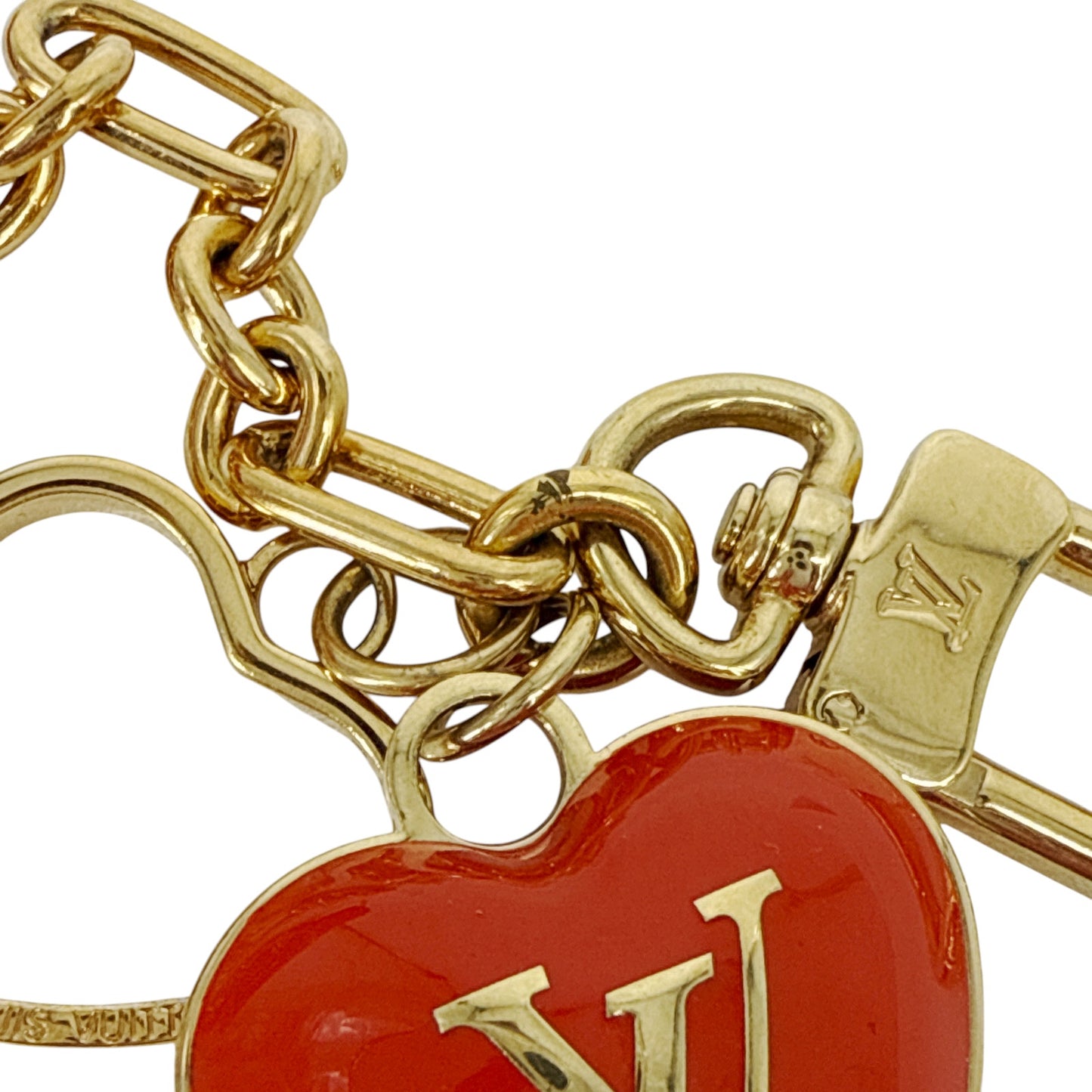 LOUIS VUITTON Vernis Heart Coin Purse Orange Sunset
