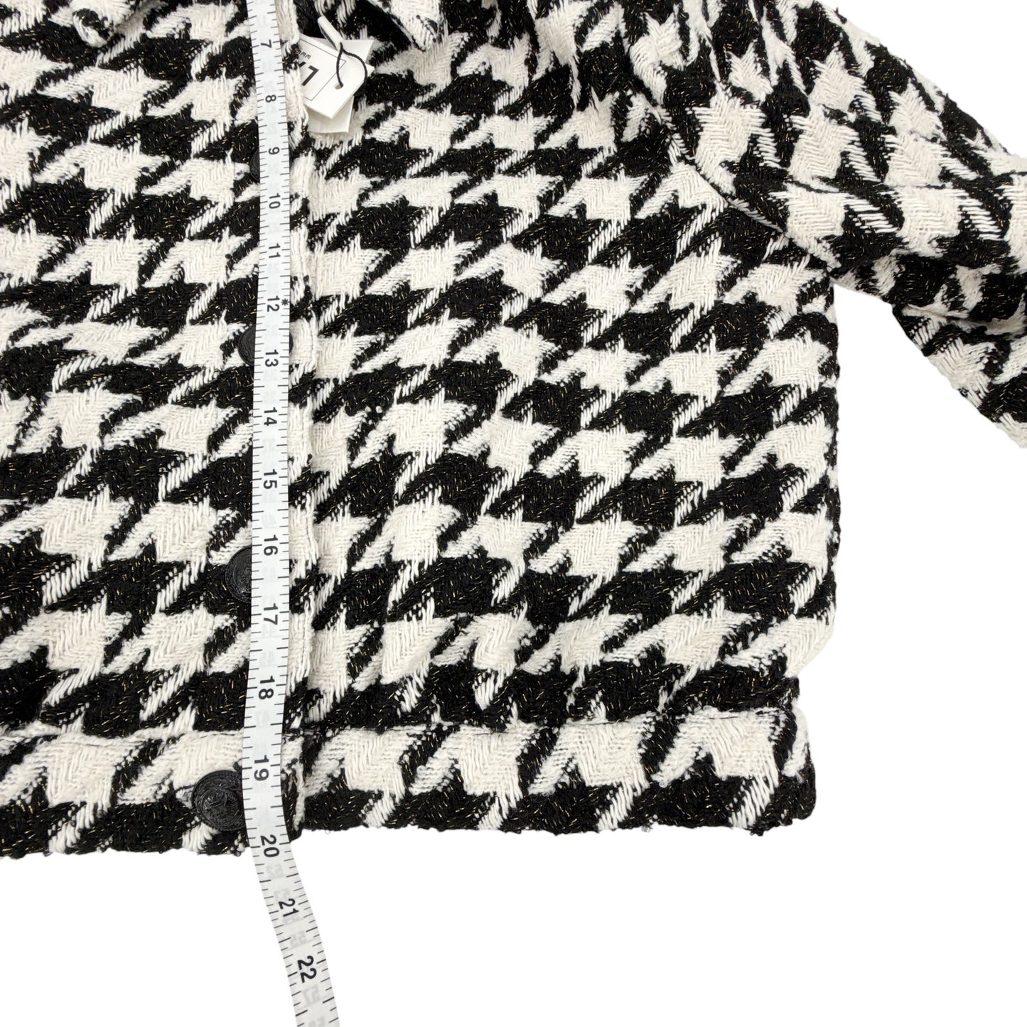 L'AGENCE Bridges Crop Jacket in Ecru Black & Gold Houndstooth 4|S