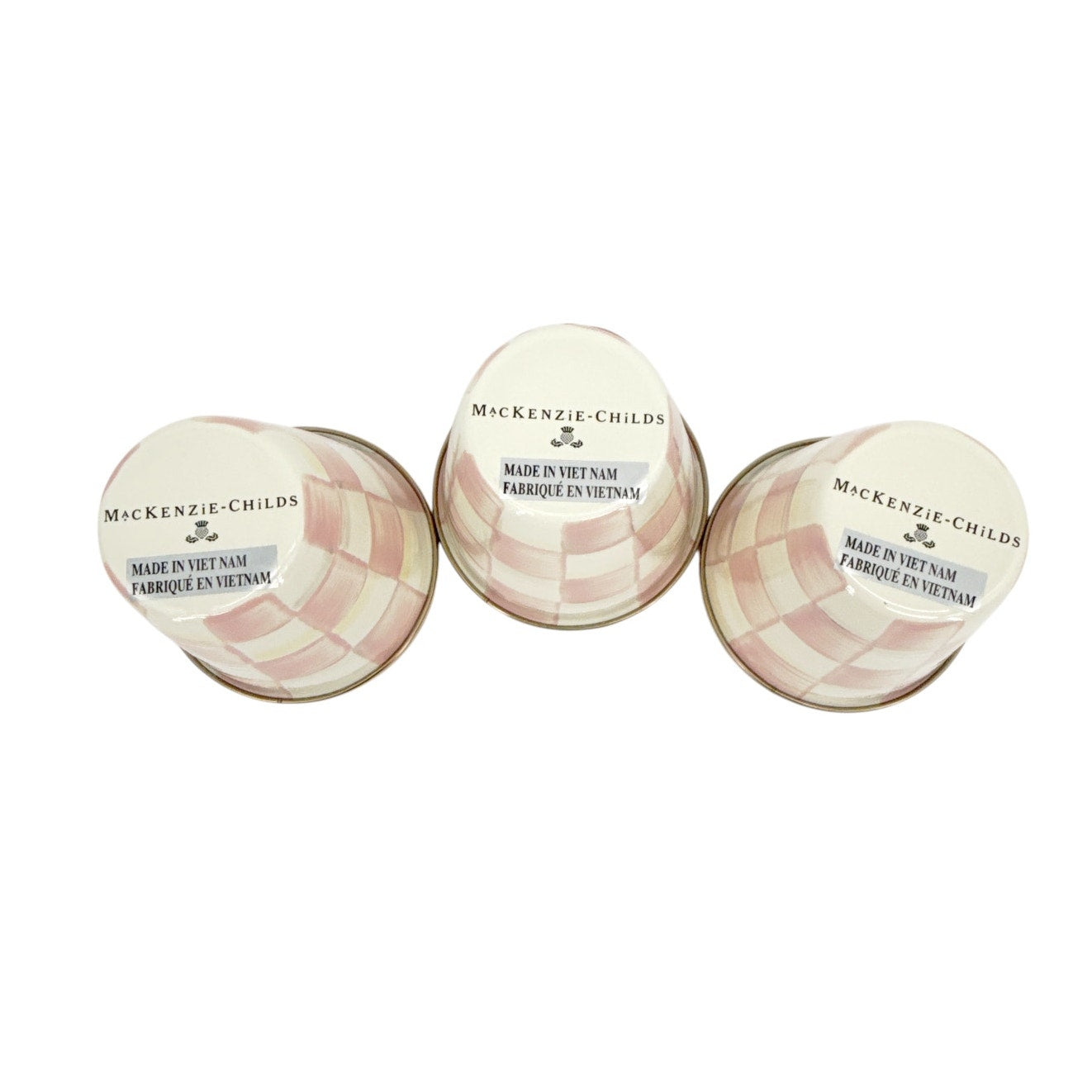 MACKENZIE-CHILDS Herb Pots in Rosy Check Set of 3