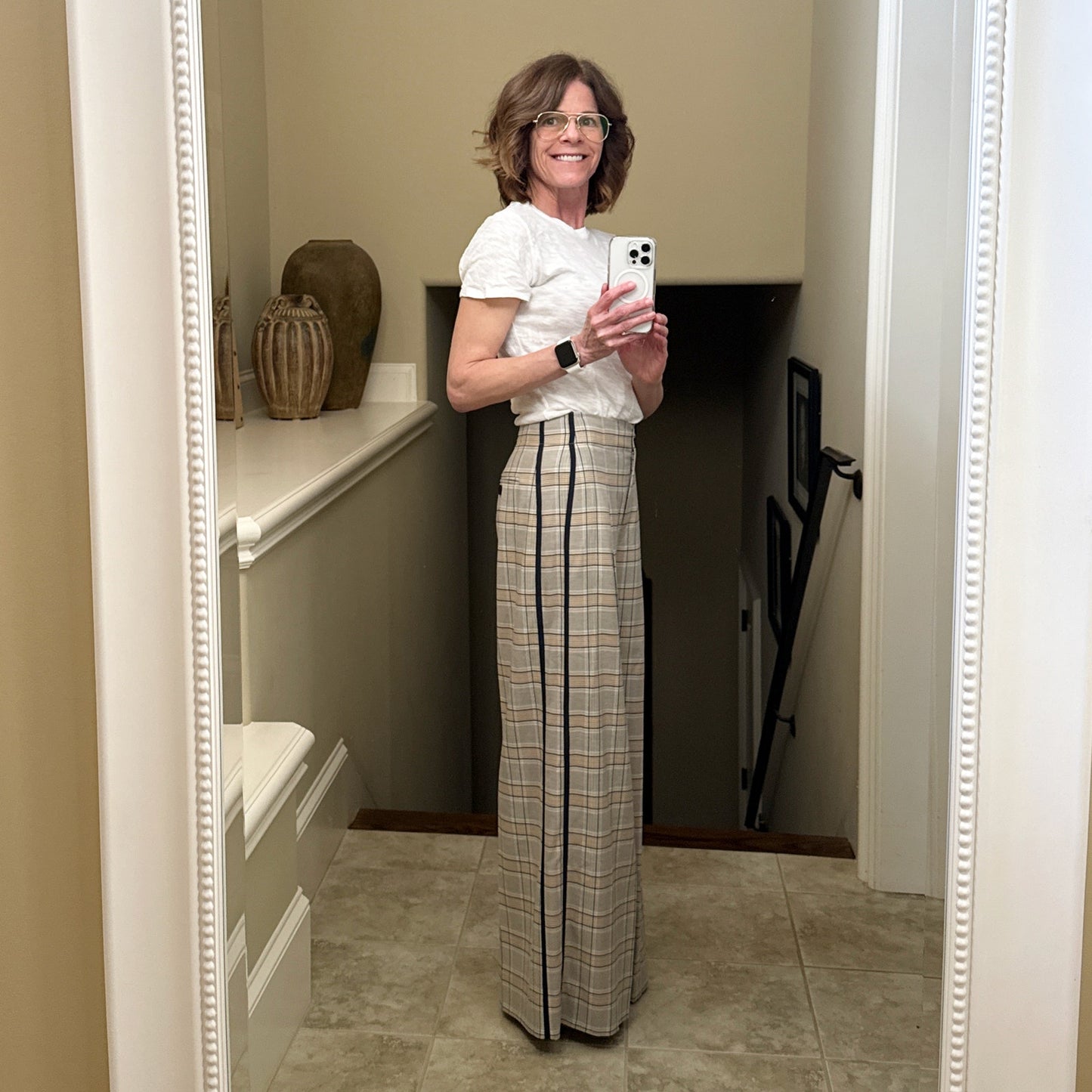 ME+EM Statement Check Super Wide Leg Trouser UK6|US2