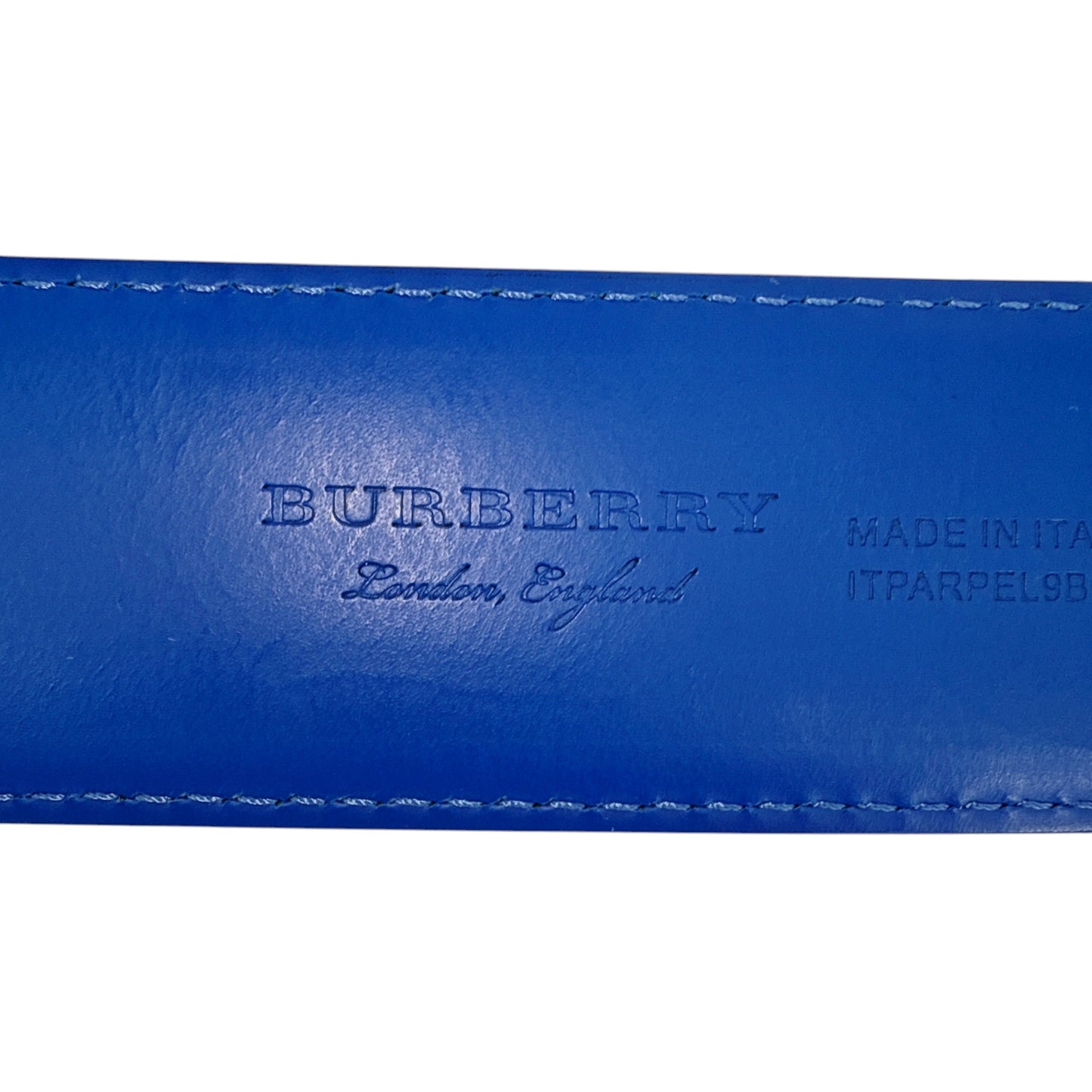BURBERRY Joe London Check Leather Belt in Navy/Black 85cm|34in