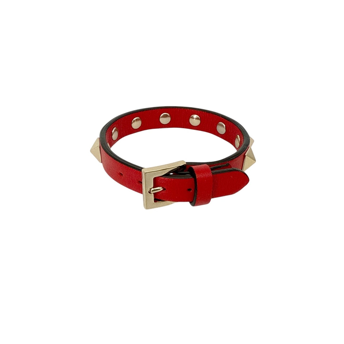VALENTINO GARAVINO Rockstud Leather Bracelet in Red