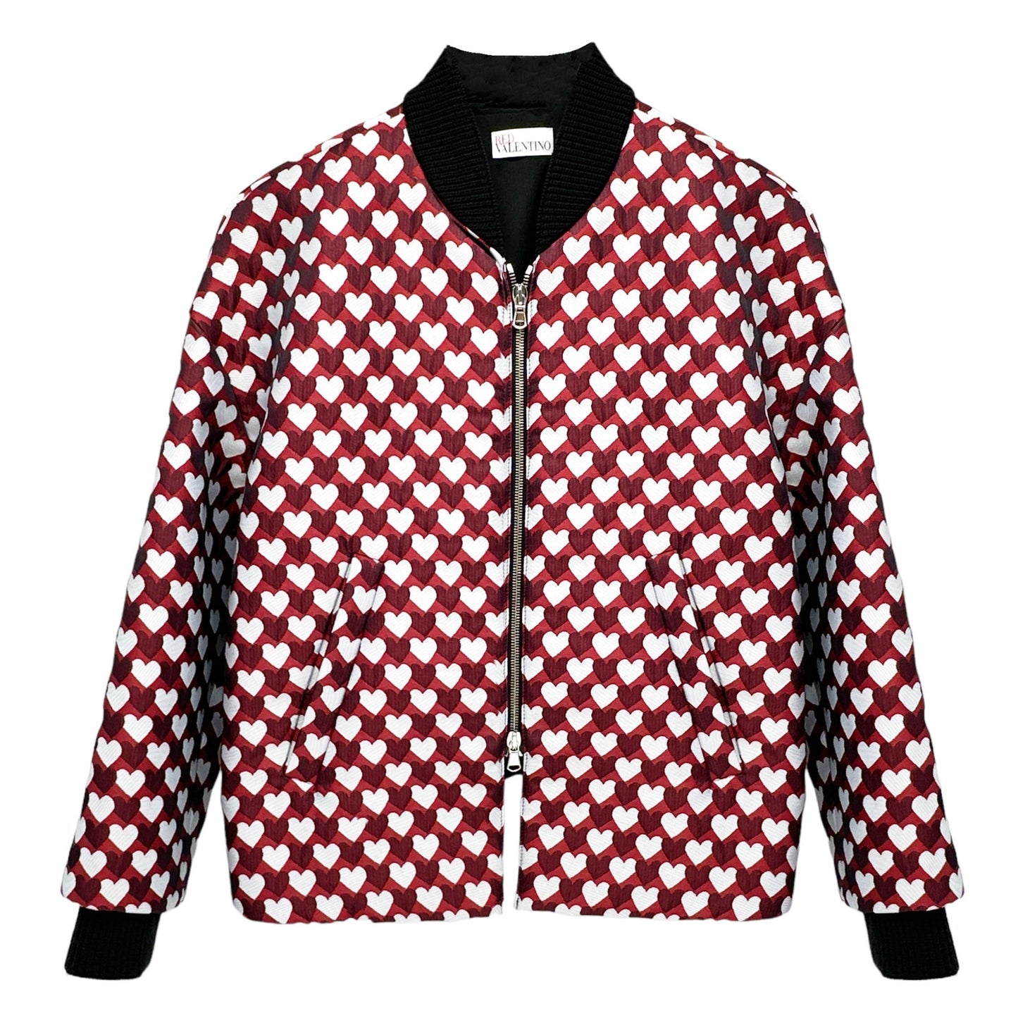 REDVALENTINO Jacquard Heart Bomber Jacket IT38|XS