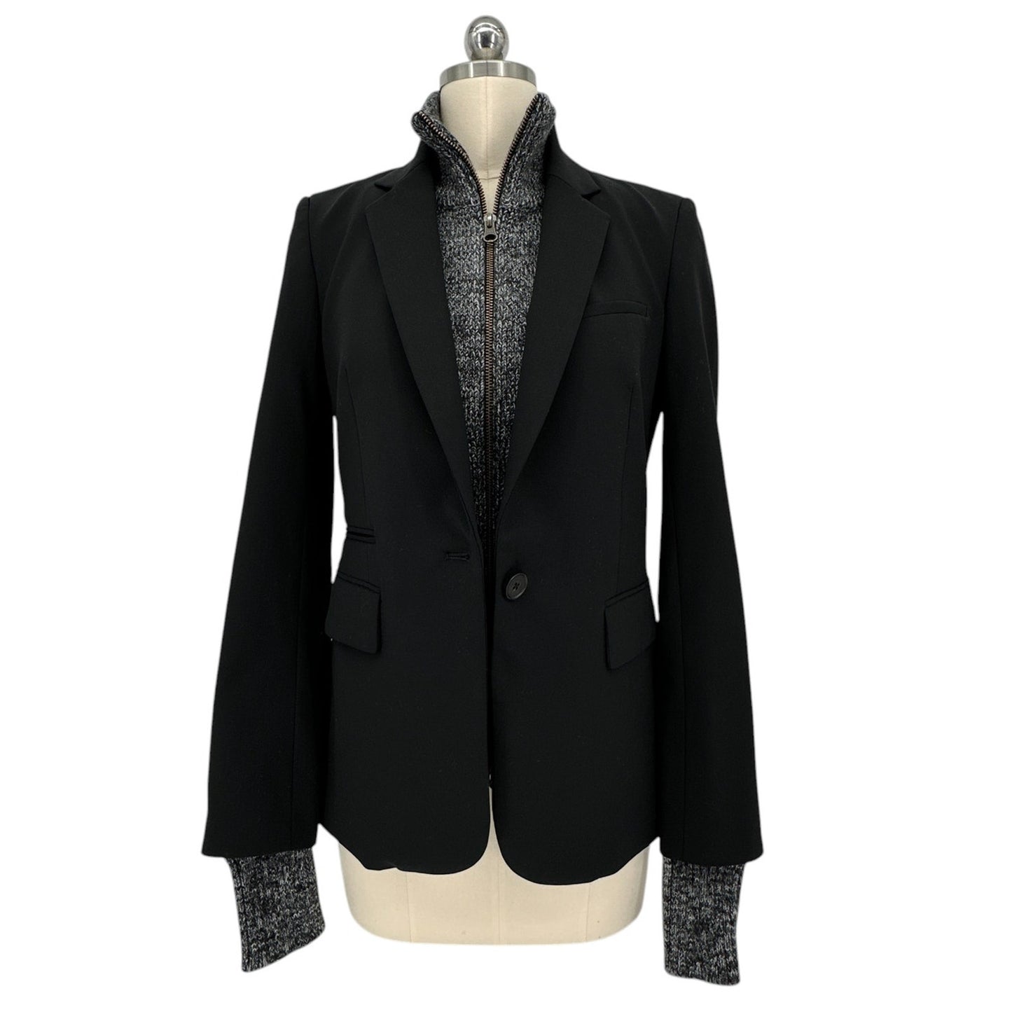 VERONICA BEARD Uptown Black Mélange Wool Dickey & Cuffs