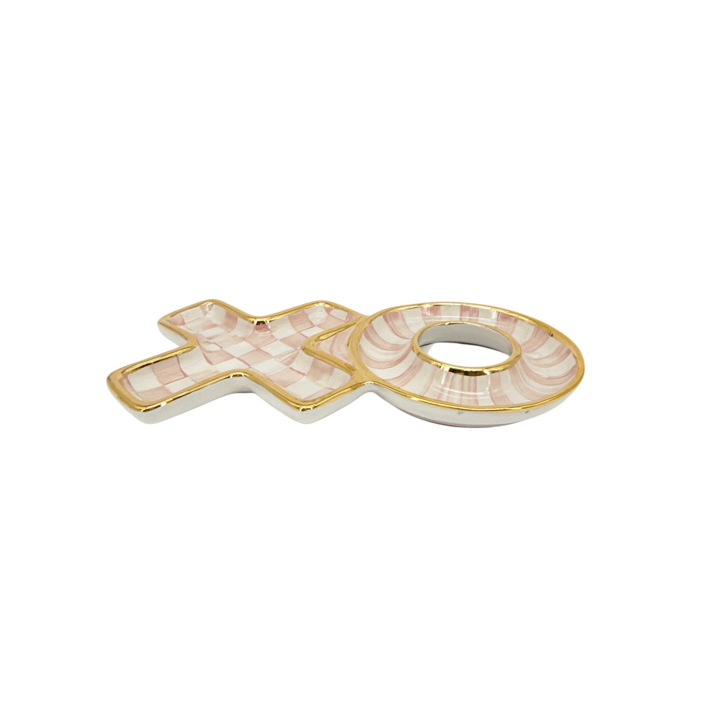 MACKENZIE-CHILDS XO Dish in Rosy Check