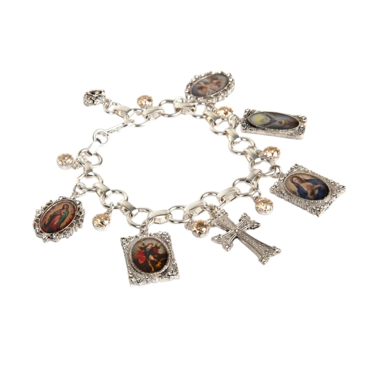 VIRGINS SAINTS & ANGELS VSA Retablo Framed Charm Bracelet Silver