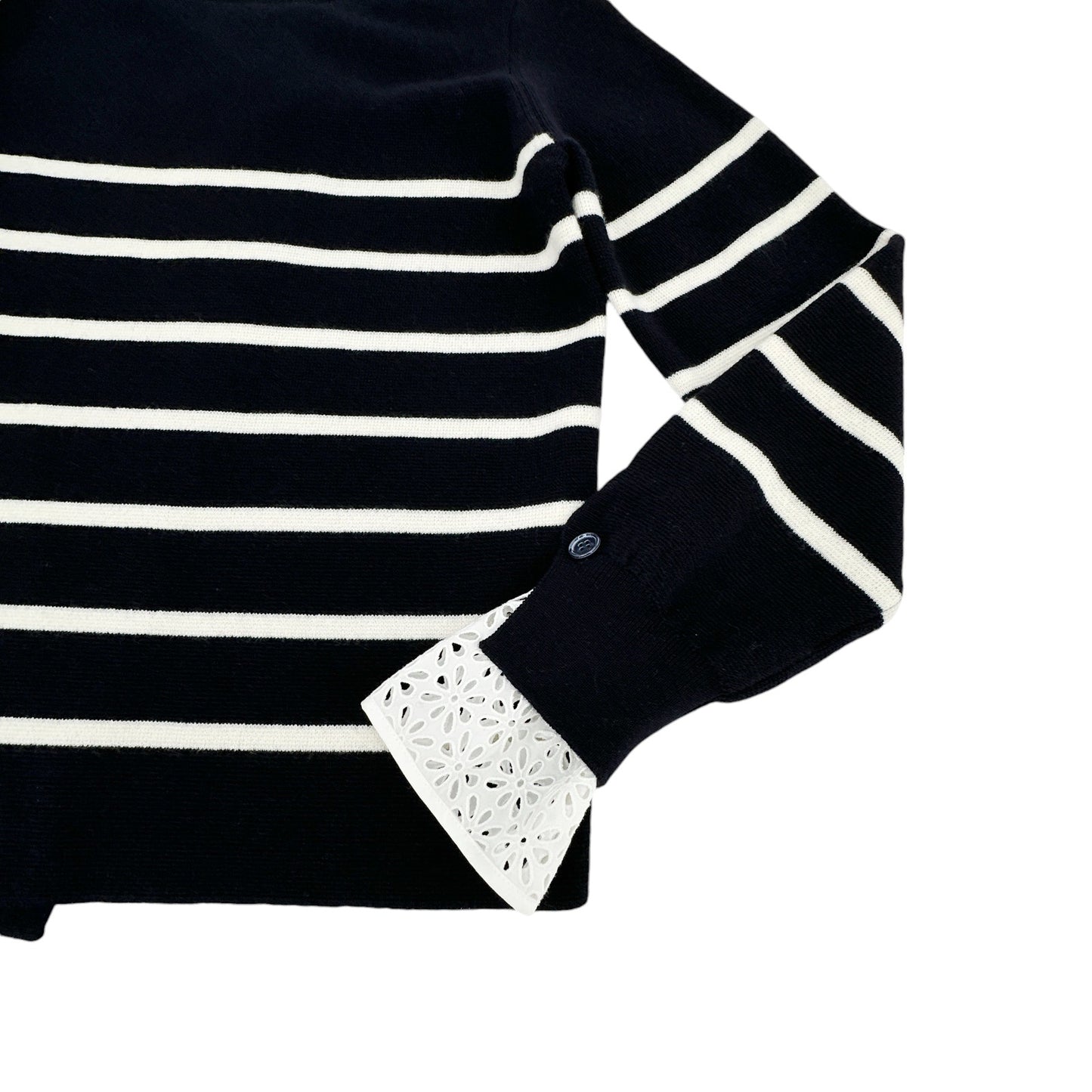 3.1 PHILLIP LIM Sailor Stripe Lace Cuff Sweater S