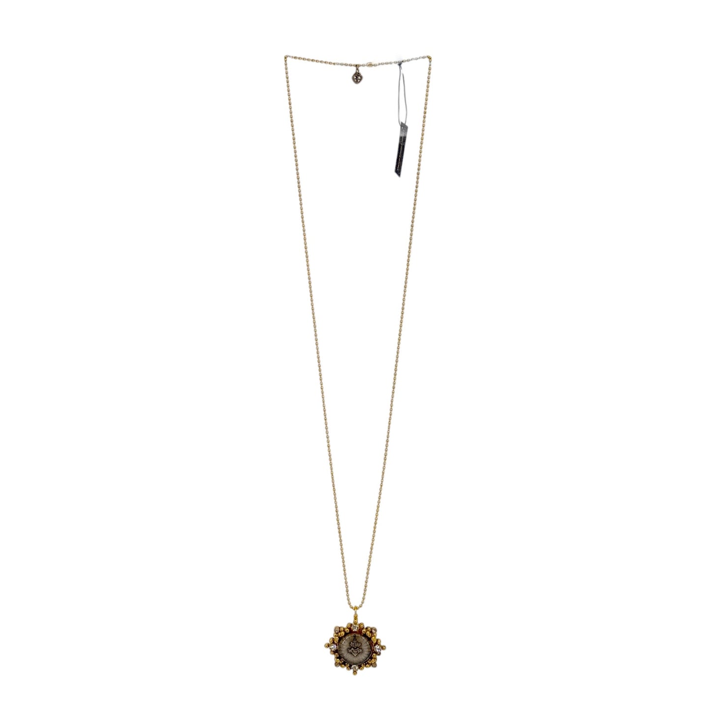 VIRGINS SAINTS & ANGELS VSA Cloister Sacred Heart Charm Necklace Gold with Ball Chain