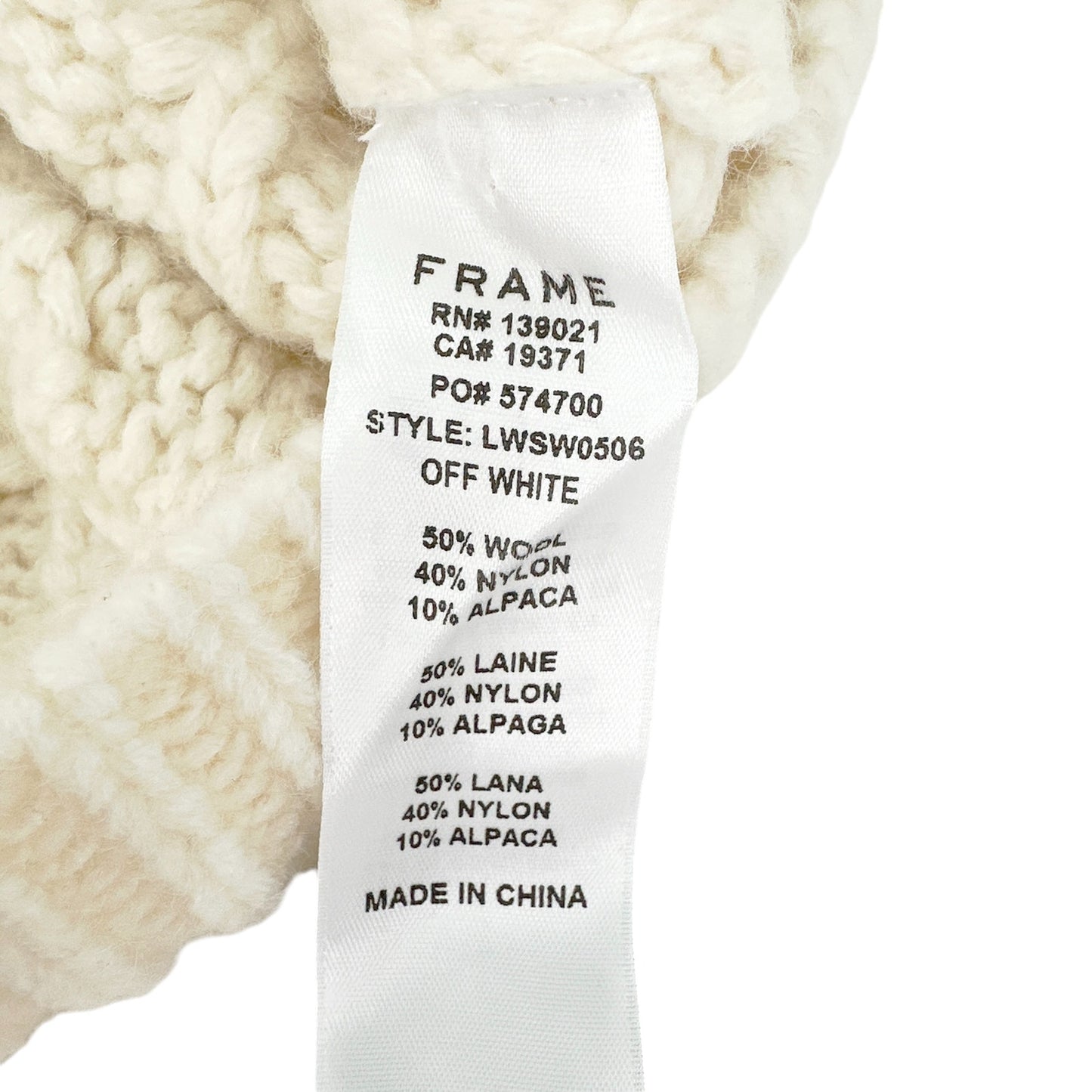 FRAME Cable Knit Wool Blend Sweater XS