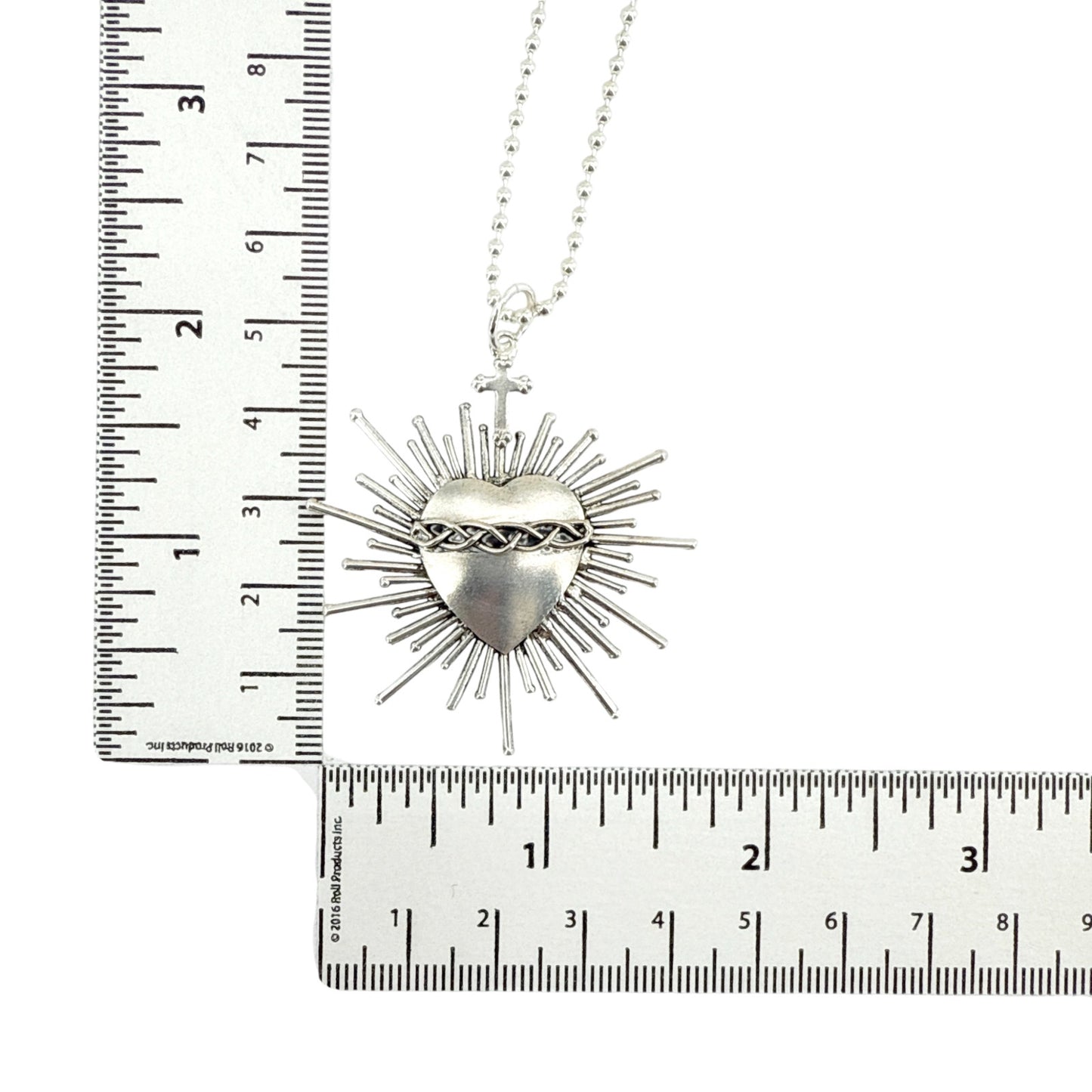 VIRGINS SAINTS & ANGELS VSA Sacred Flame Charm Necklace Silver 34" Ball Chain