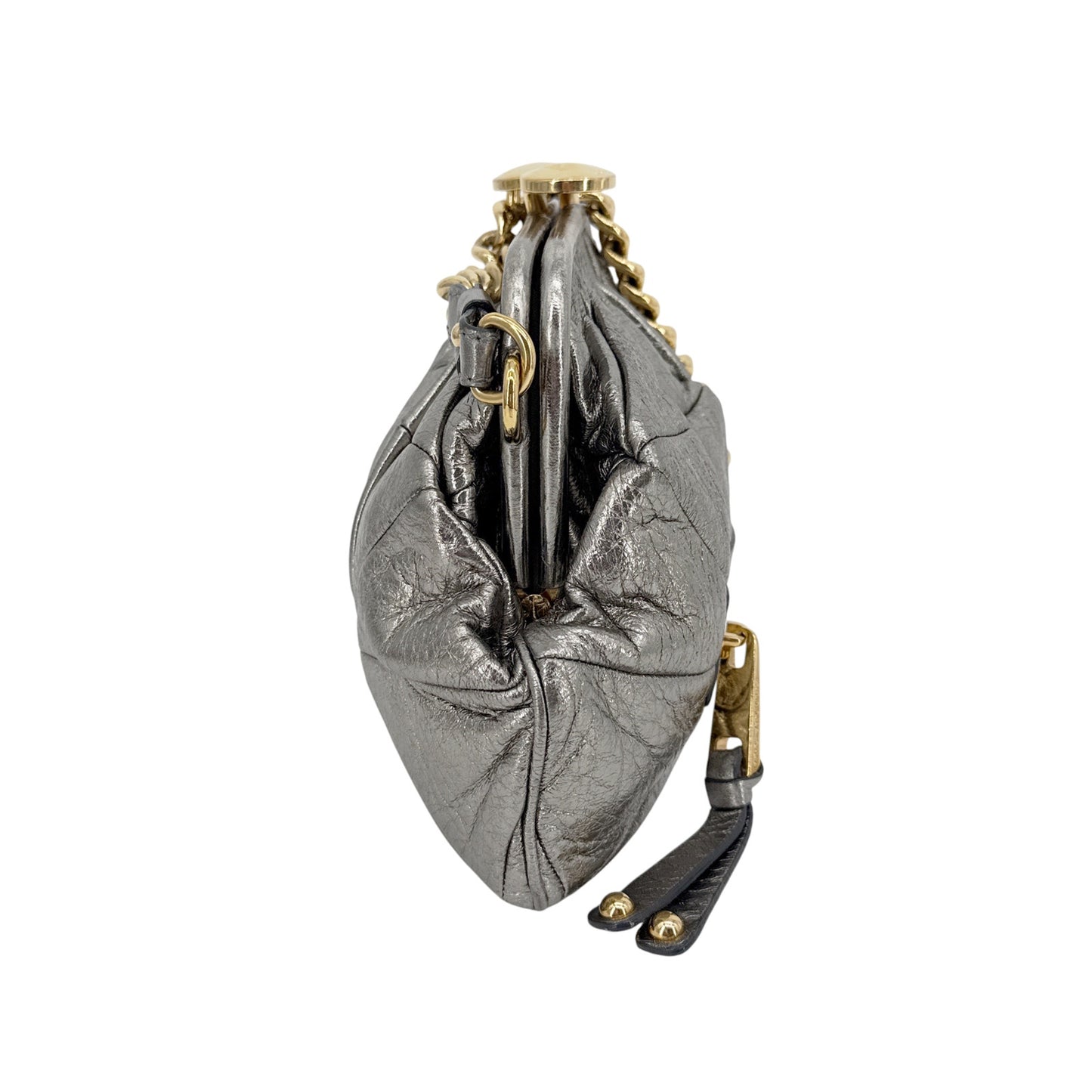 MARC JACOBS Collection Patchwork Metallic Leather Little Stam Bag in Silver