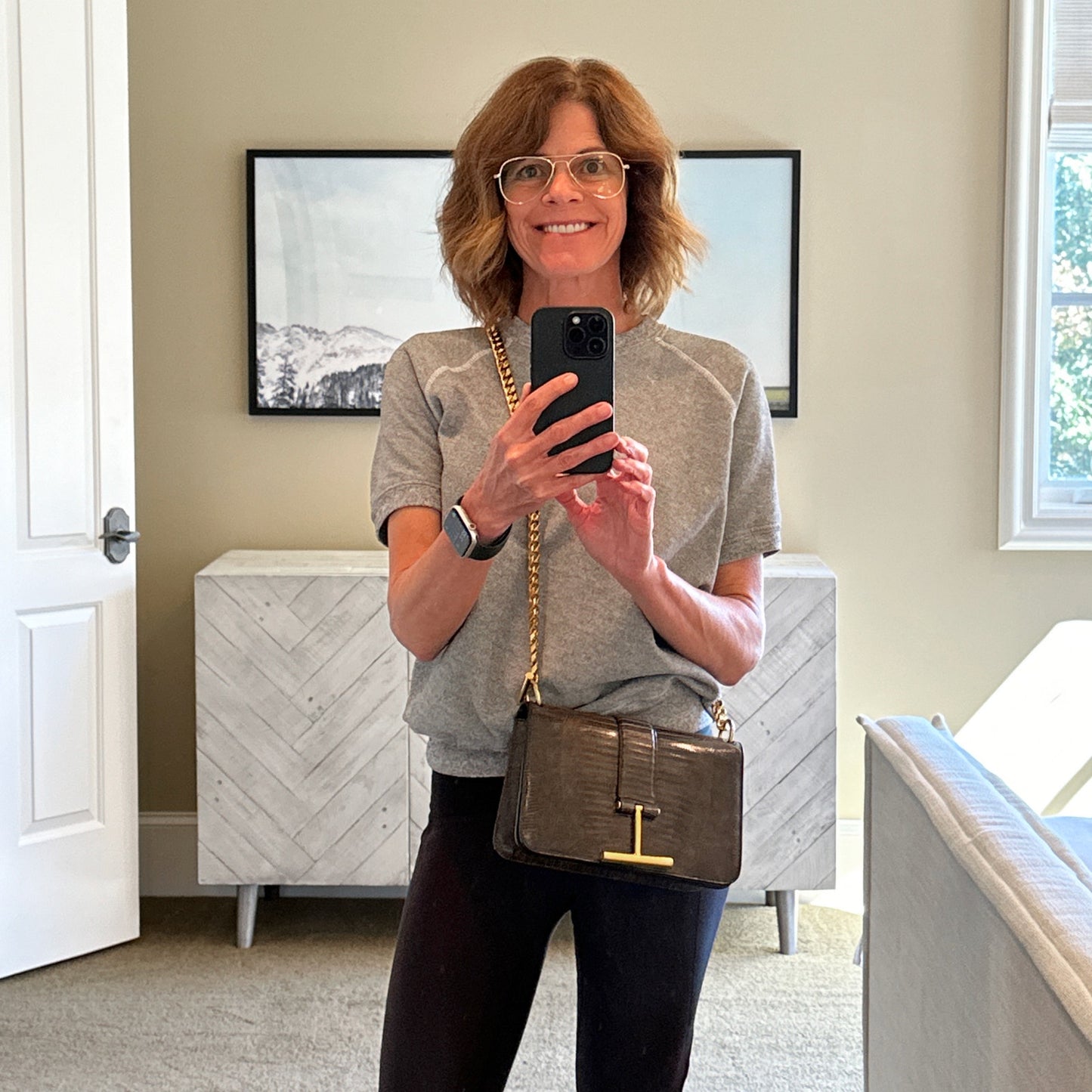 TOM FORD Tara Chain Tejus Lizard Shoulder Bag