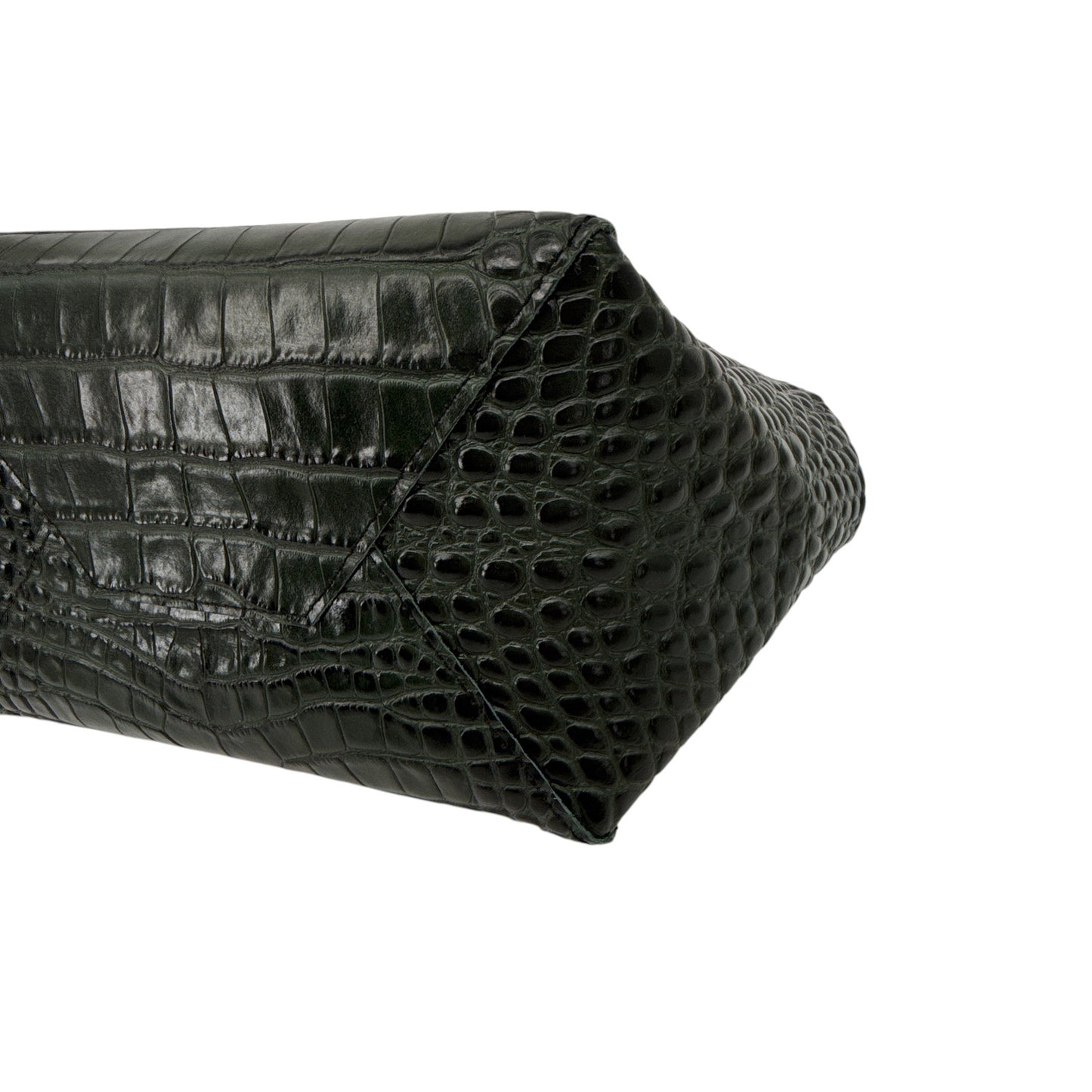 CLARE V. Le Big Box Bag Crocodile in Green