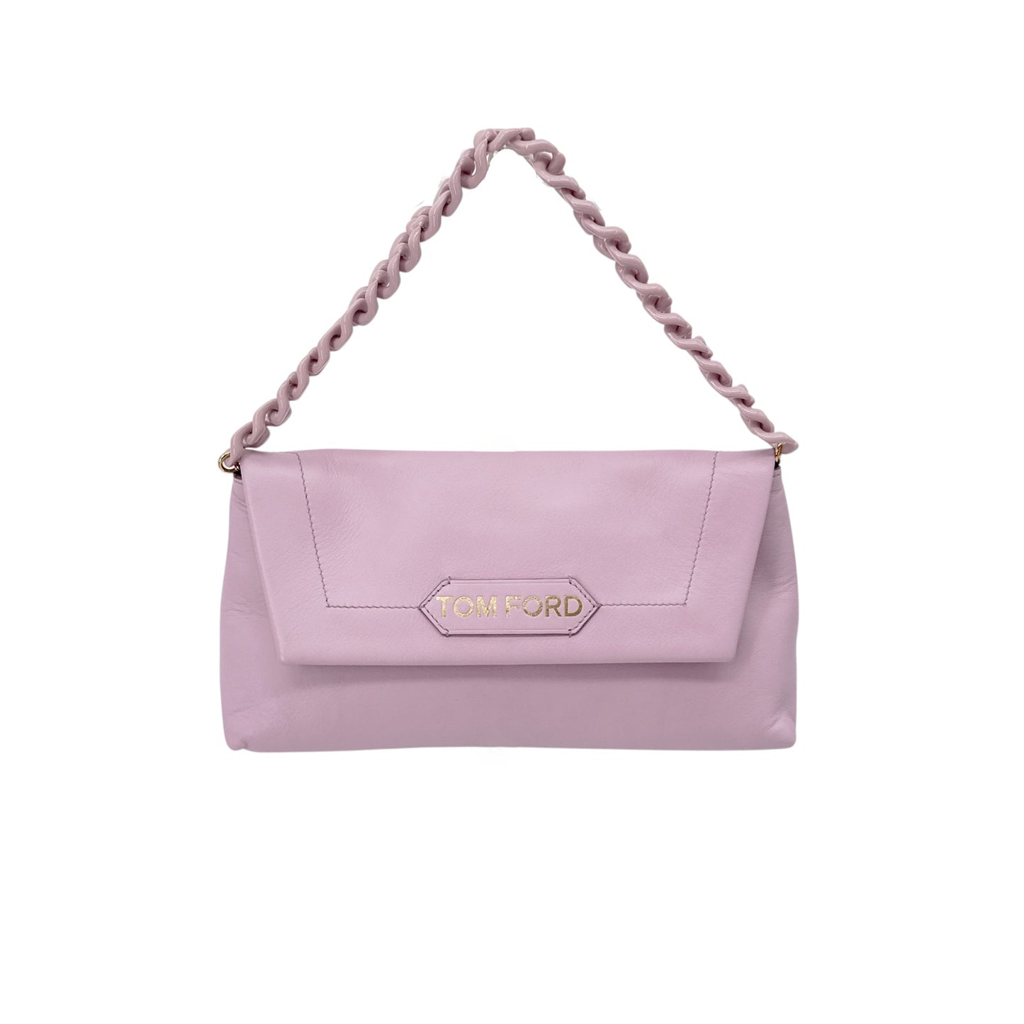 TOM FORD Small Label Leather Chain Top Handle Bag in Lilac