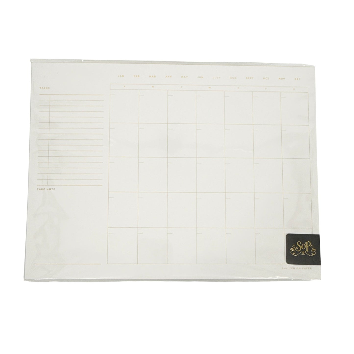 SMITTEN on PAPER Open Dated Desk Calendar in White