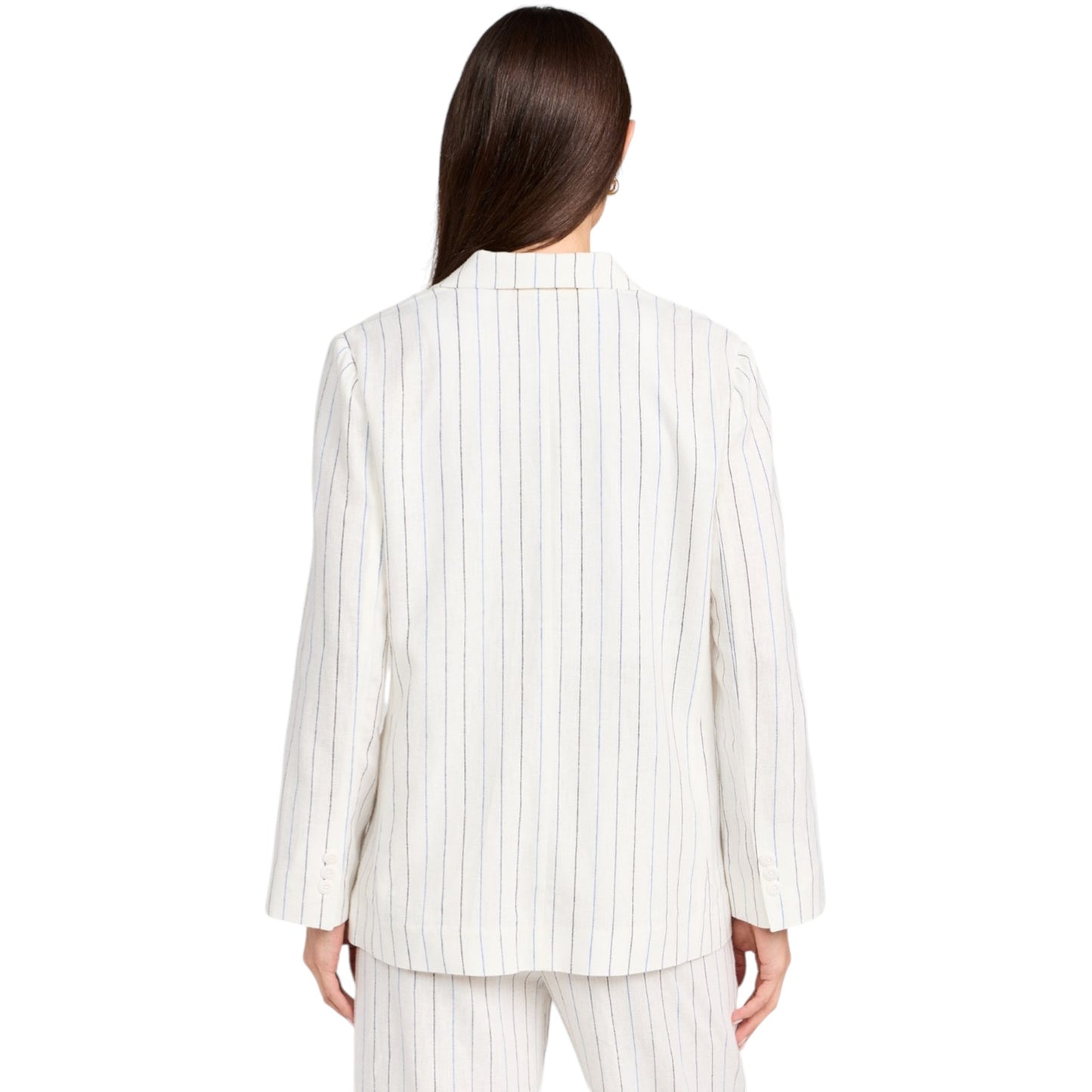 THE GREAT. The Relaxed Blazer in Cream Pinstripes 1|S