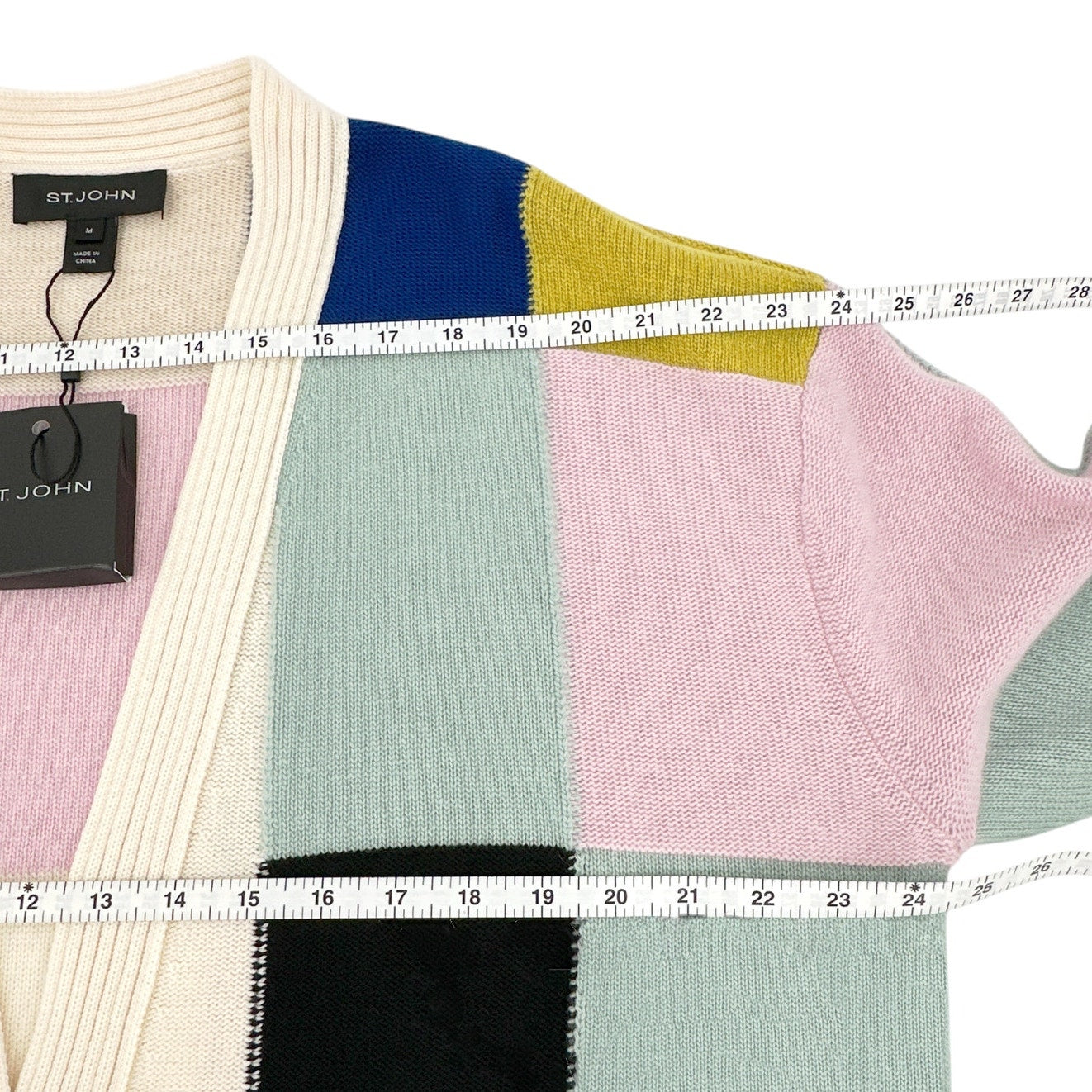 ST. JOHN Colorblock Cashmere Blend Cardigan M