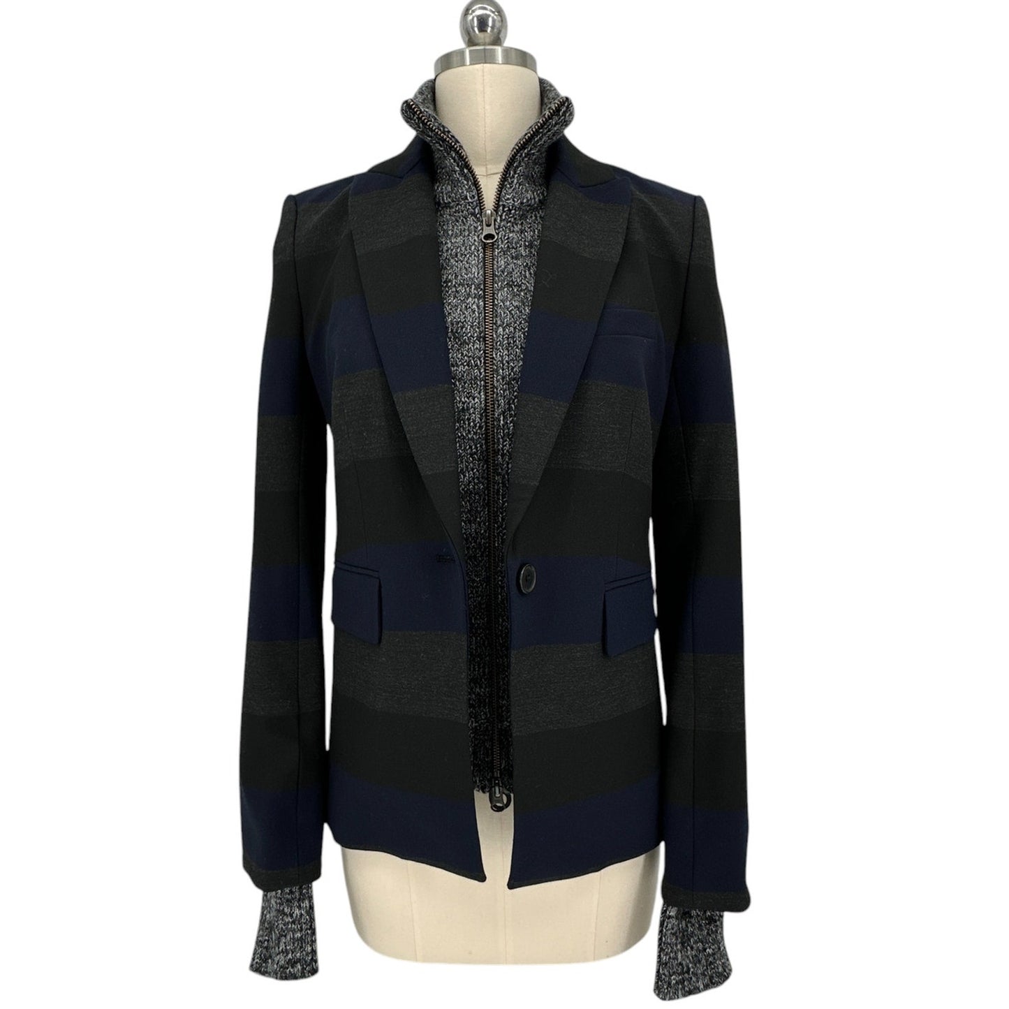 VERONICA BEARD Uptown Black Mélange Wool Dickey & Cuffs