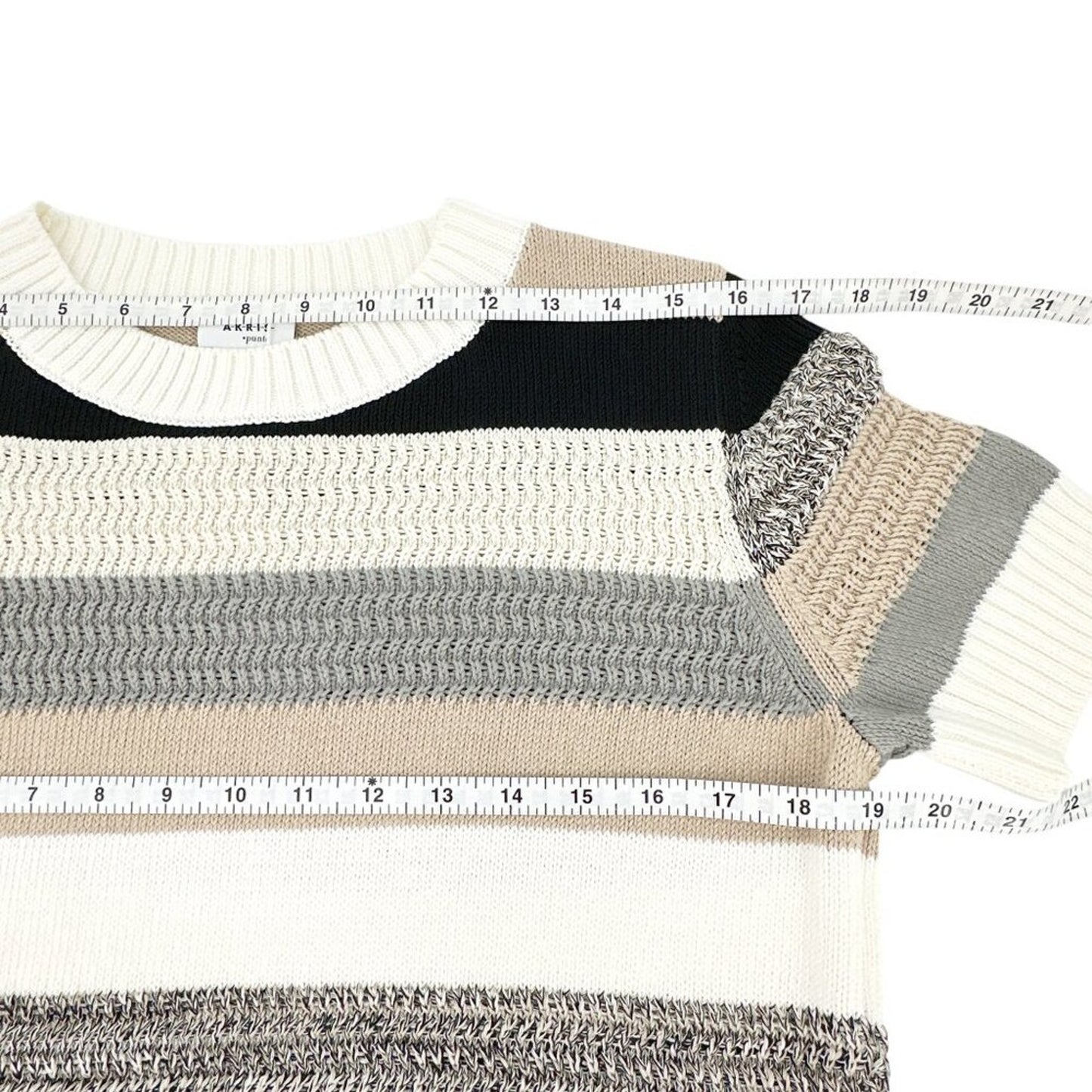 AKRIS PUNTO Striped Short Sleeve Crewneck Sweater 8|M