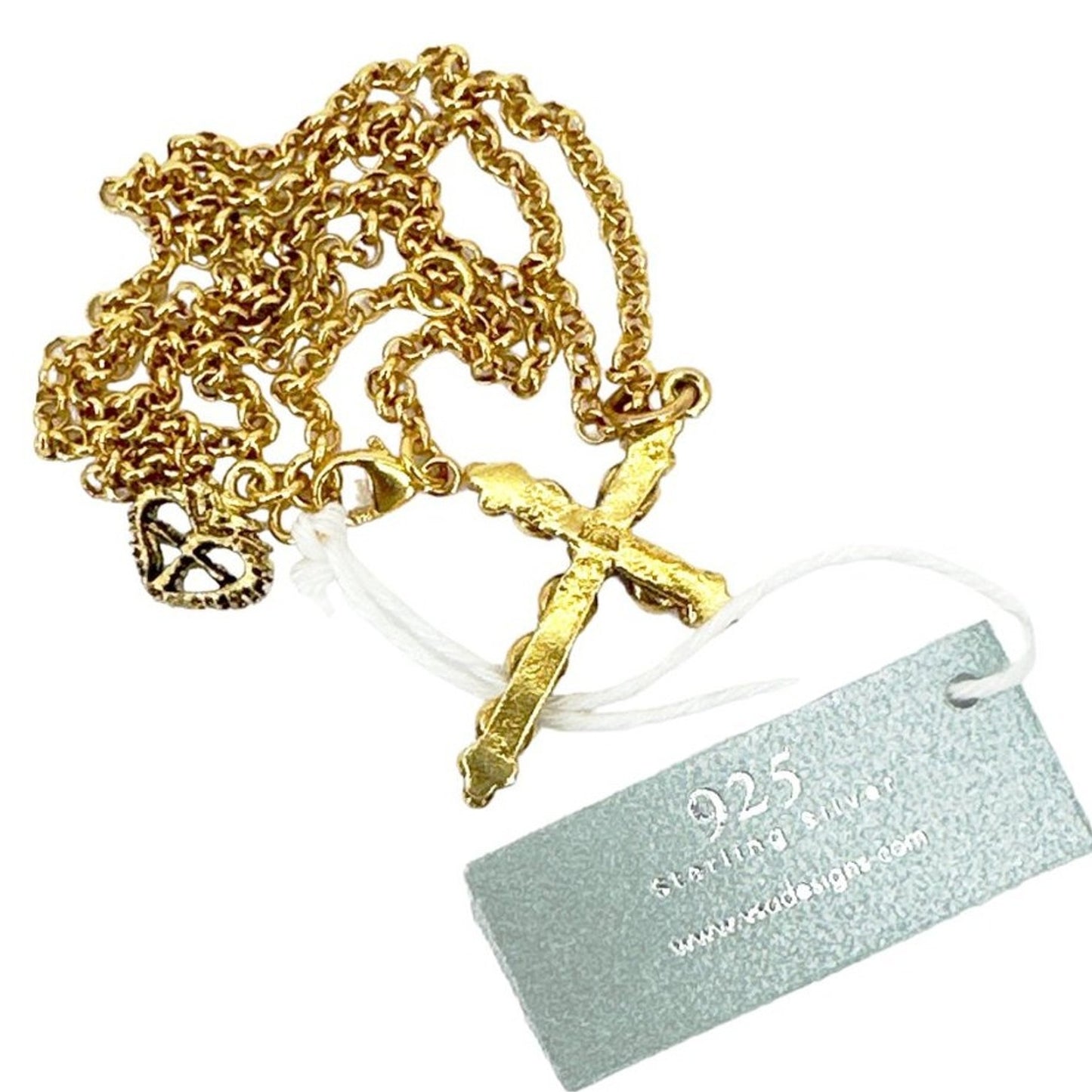 VIRGINS SAINTS & ANGELS VSA Madonna Cross Necklace in Pacific Opal & Gold