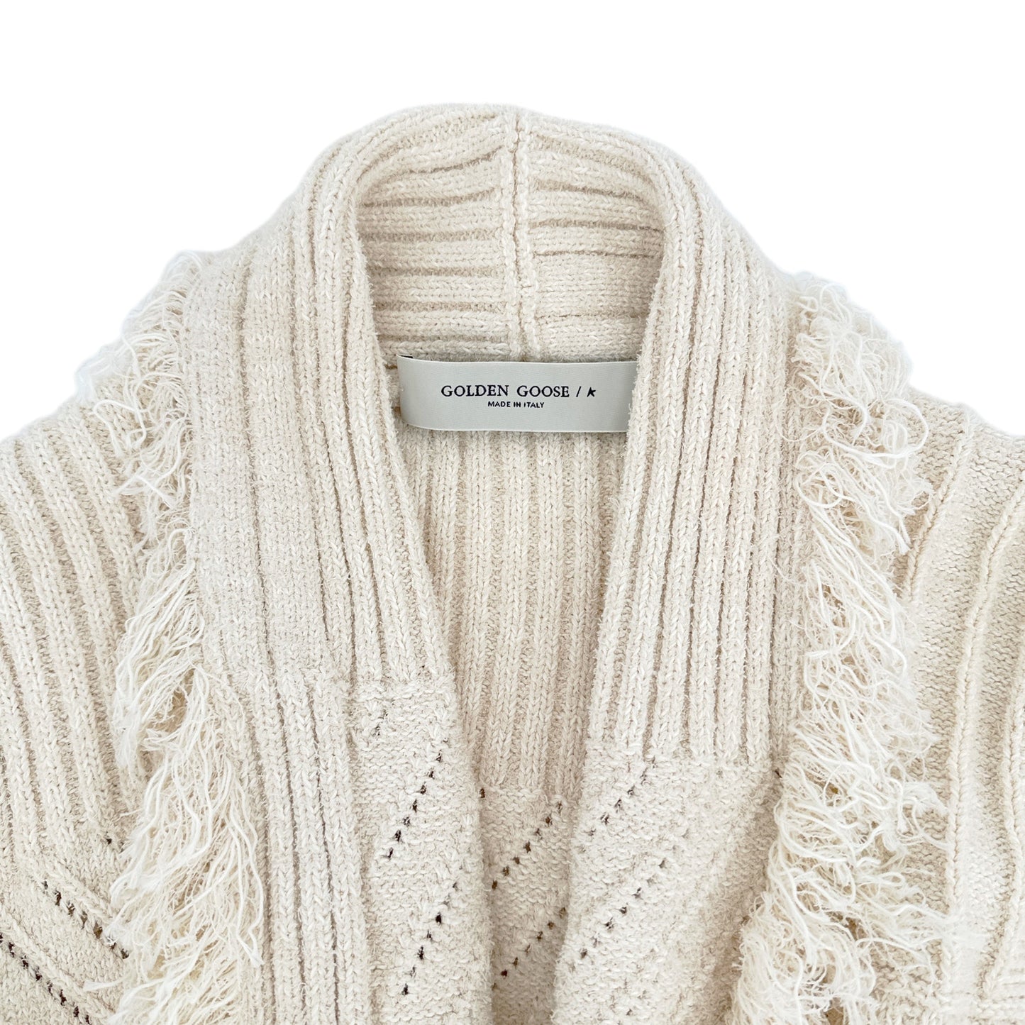 GOLDEN GOOSE Journey Knit Belted Cardigan in Papyrus M
