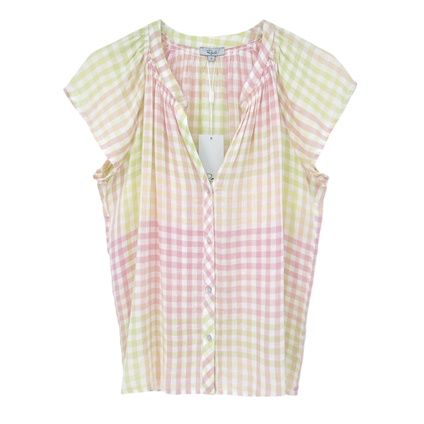 RAILS Alena SS Button Down in Lemon Raspberry S