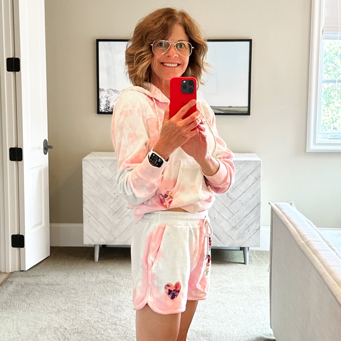 LOVESHACKFANCY Kirby Tie Dyed Terry Hoodie In Cherry Fizz S