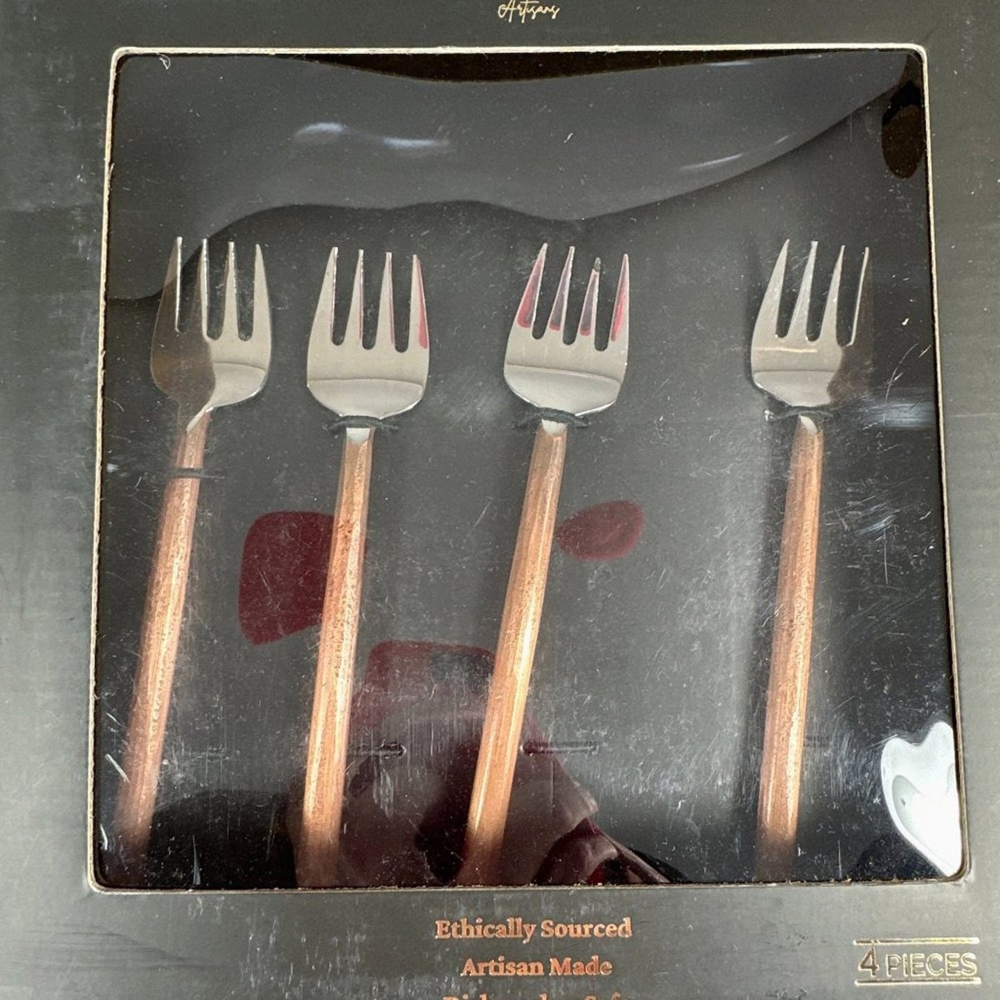 INOX ARTISANS Sundance Table Forks 4 Pc. Set in Copper & Stainless