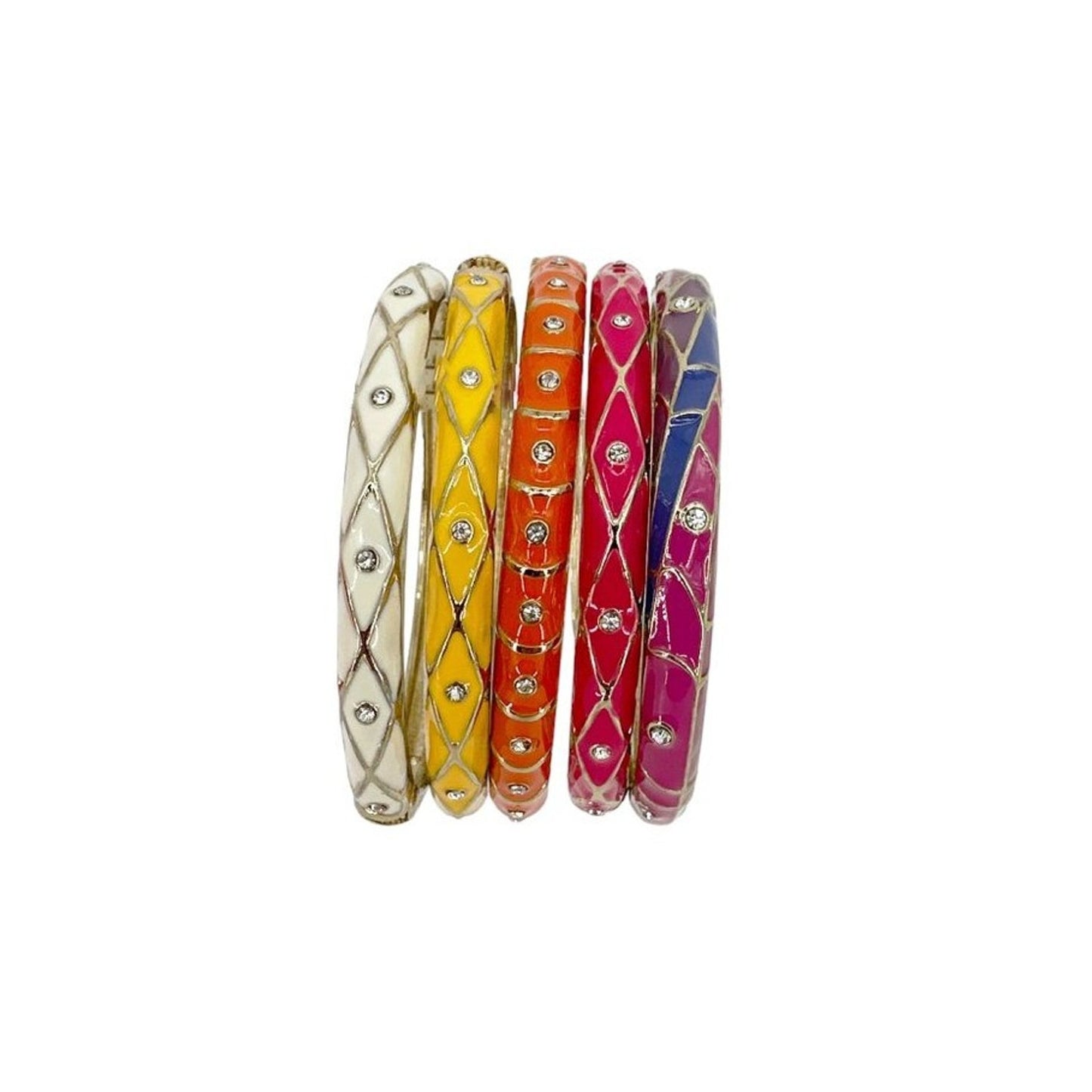 SEQUIN by NORDSTROM Enamel & Crystal Hinged Bangle Bracelet Set of 5