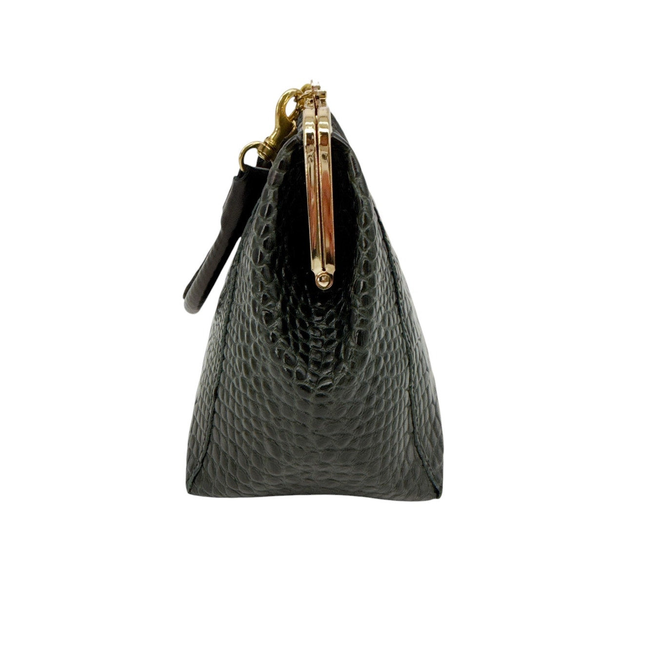 CLARE V. Le Big Box Bag Crocodile in Green