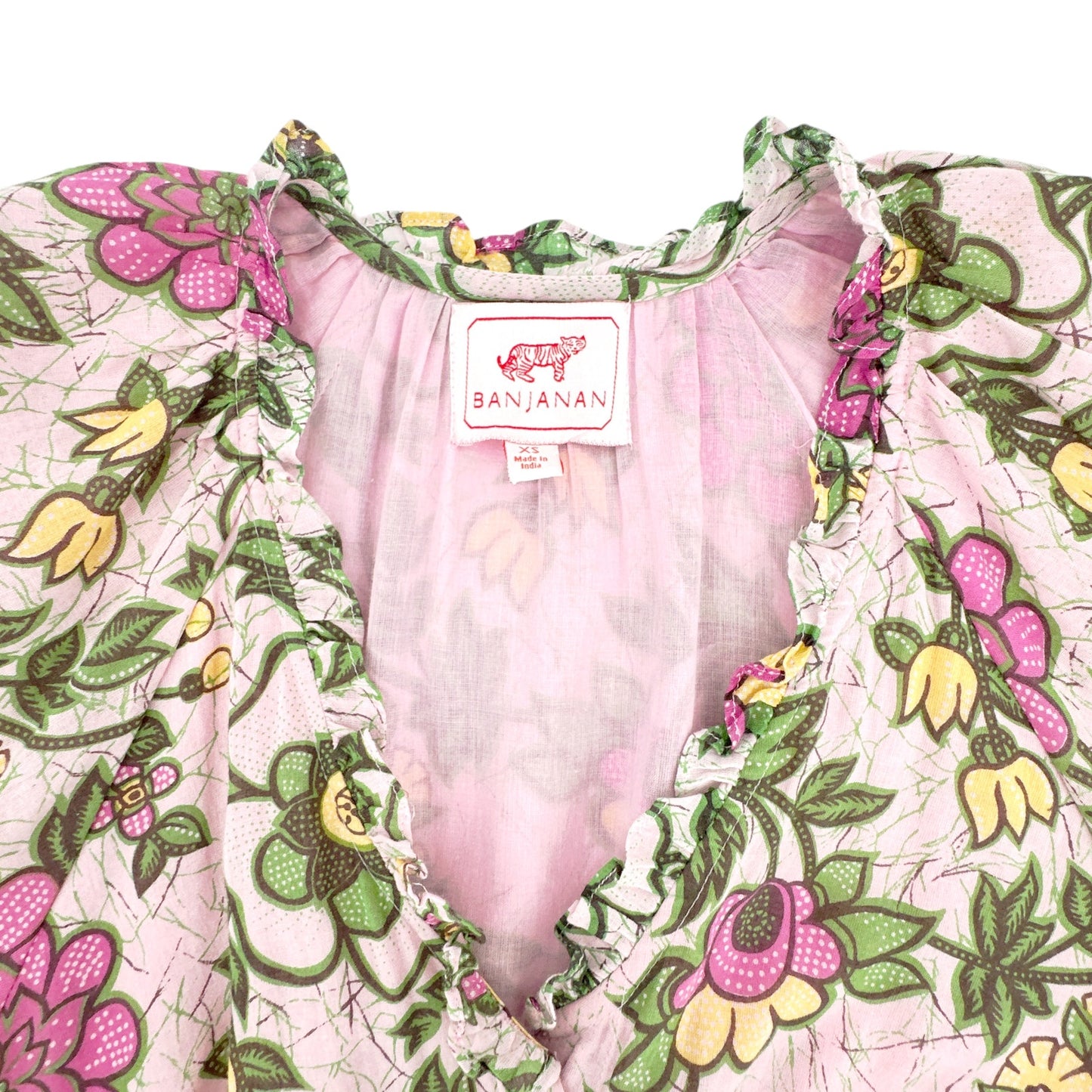BANJANAN Cotton Poppy Dress in Freyja Flower Lilac Sachet XS