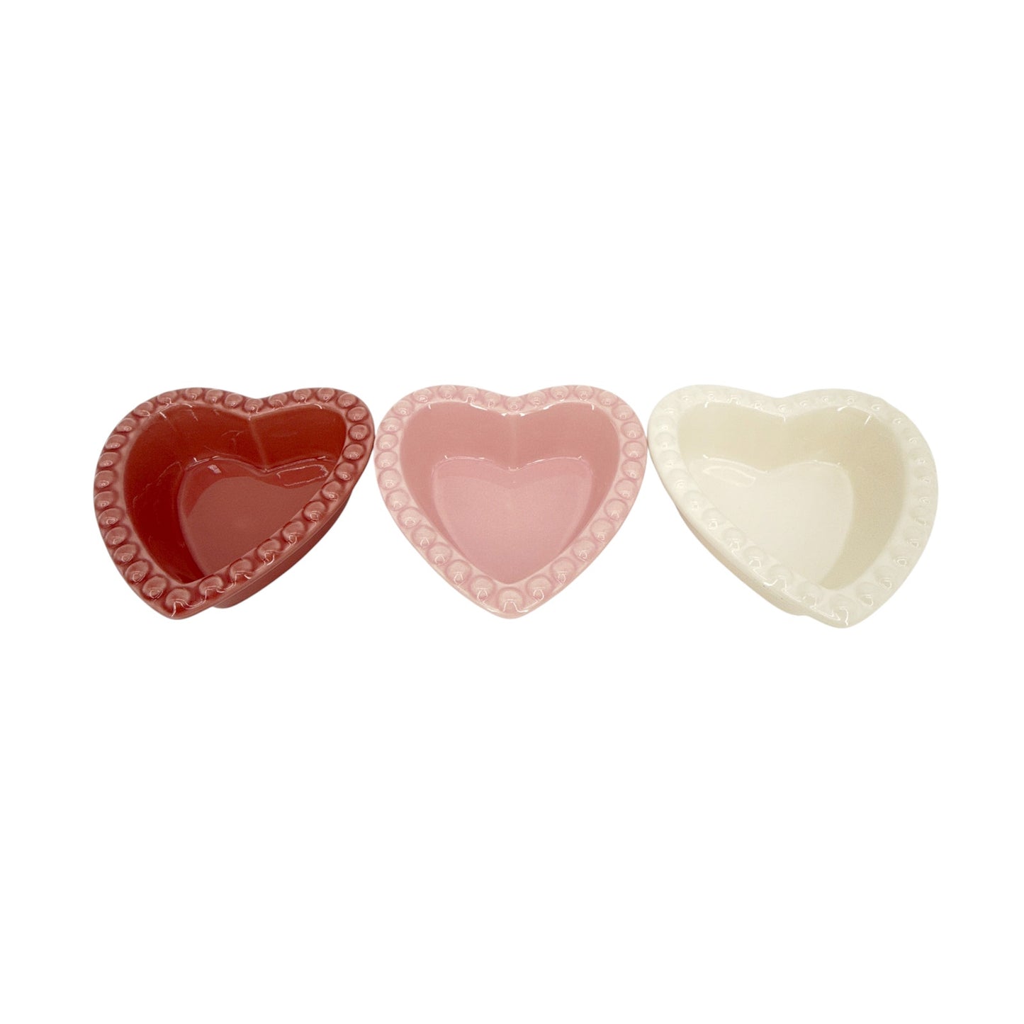 WILLIAMS-SONOMA Beaded Heart Shaped Ramekins || Set of 3