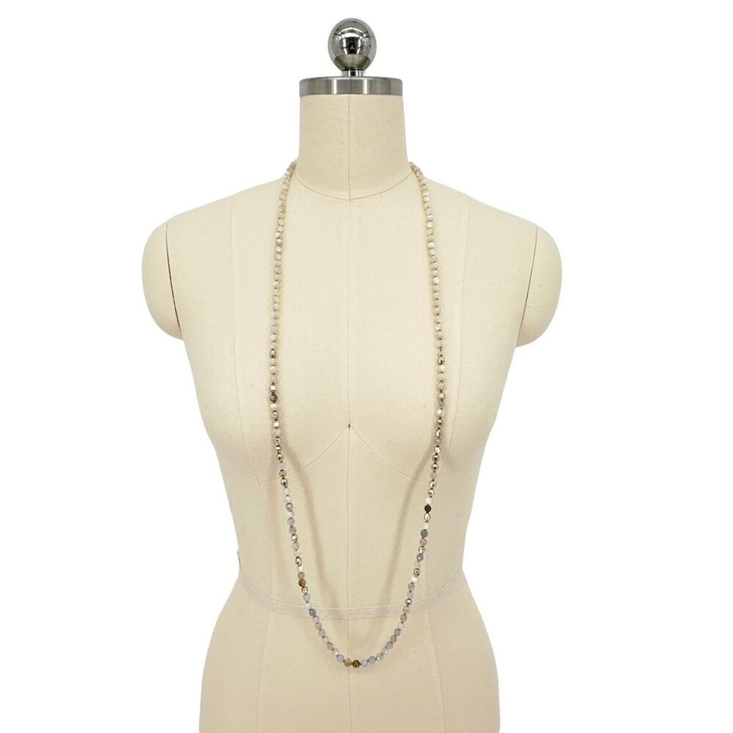 CHAN LUU Semi-Precious Necklace or Wrap Bracelet in White & Gold