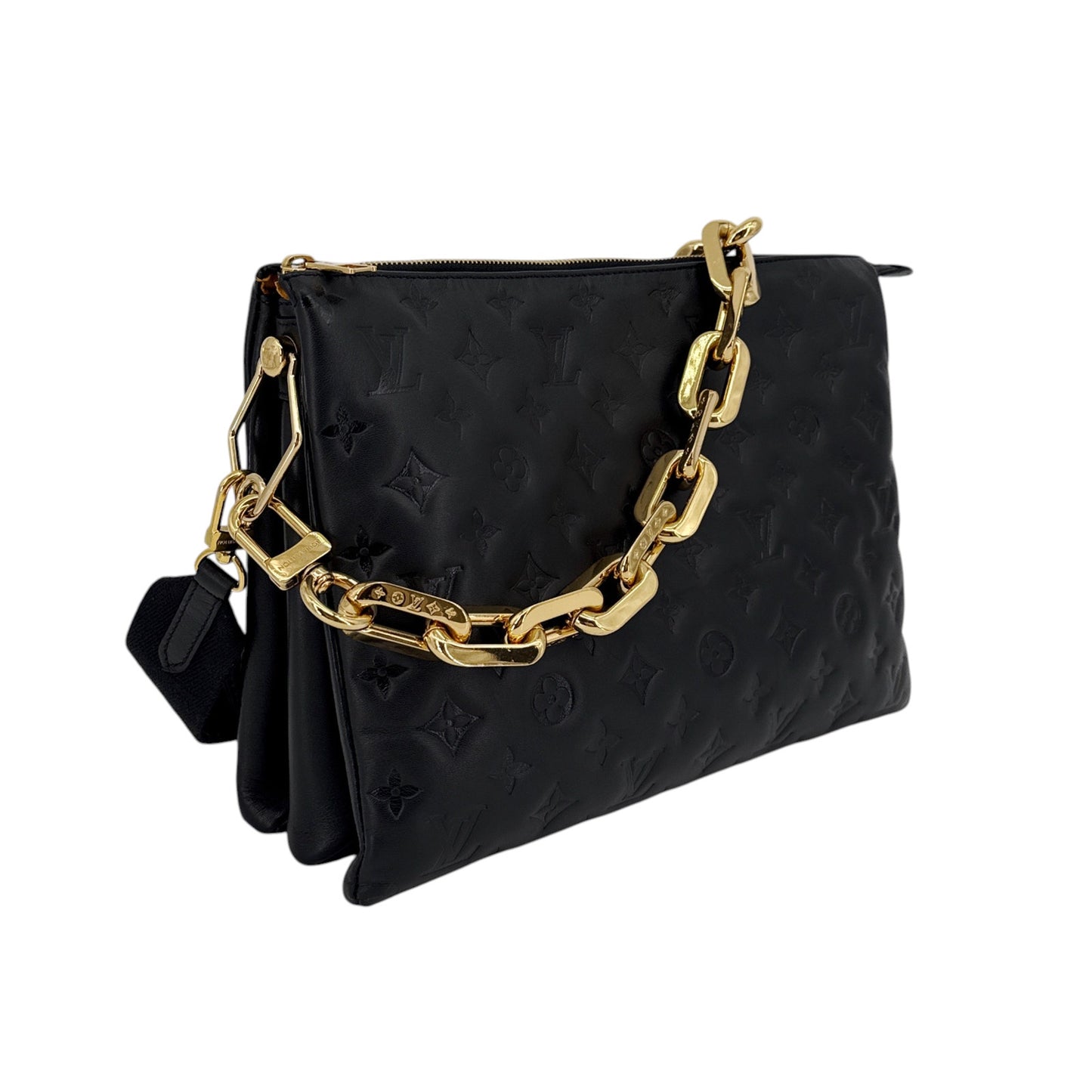 LOUIS VUITTON Lambskin Embossed Monogram Coussin MM