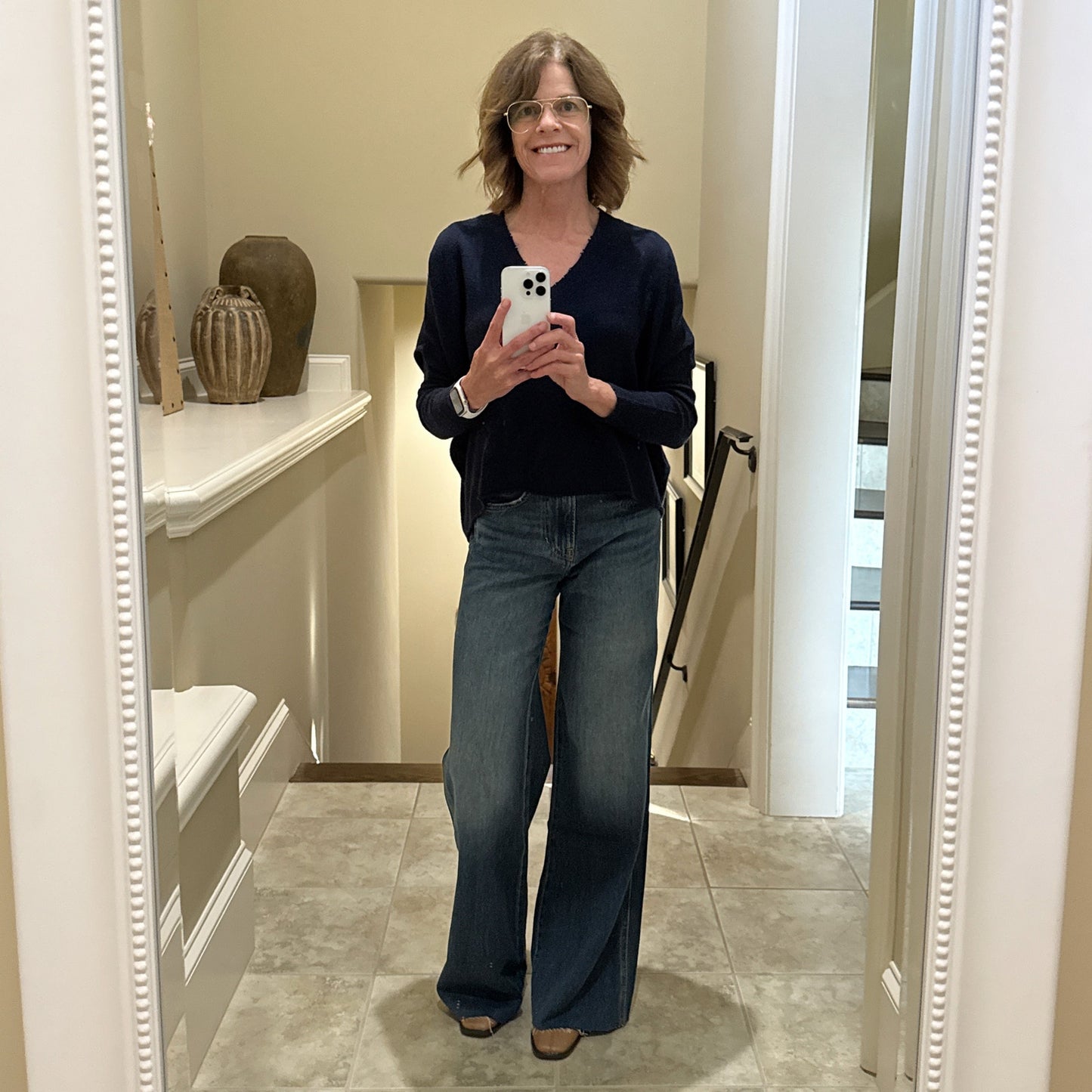 27 MILES Cashmere V-Neck Sweater Navy XS