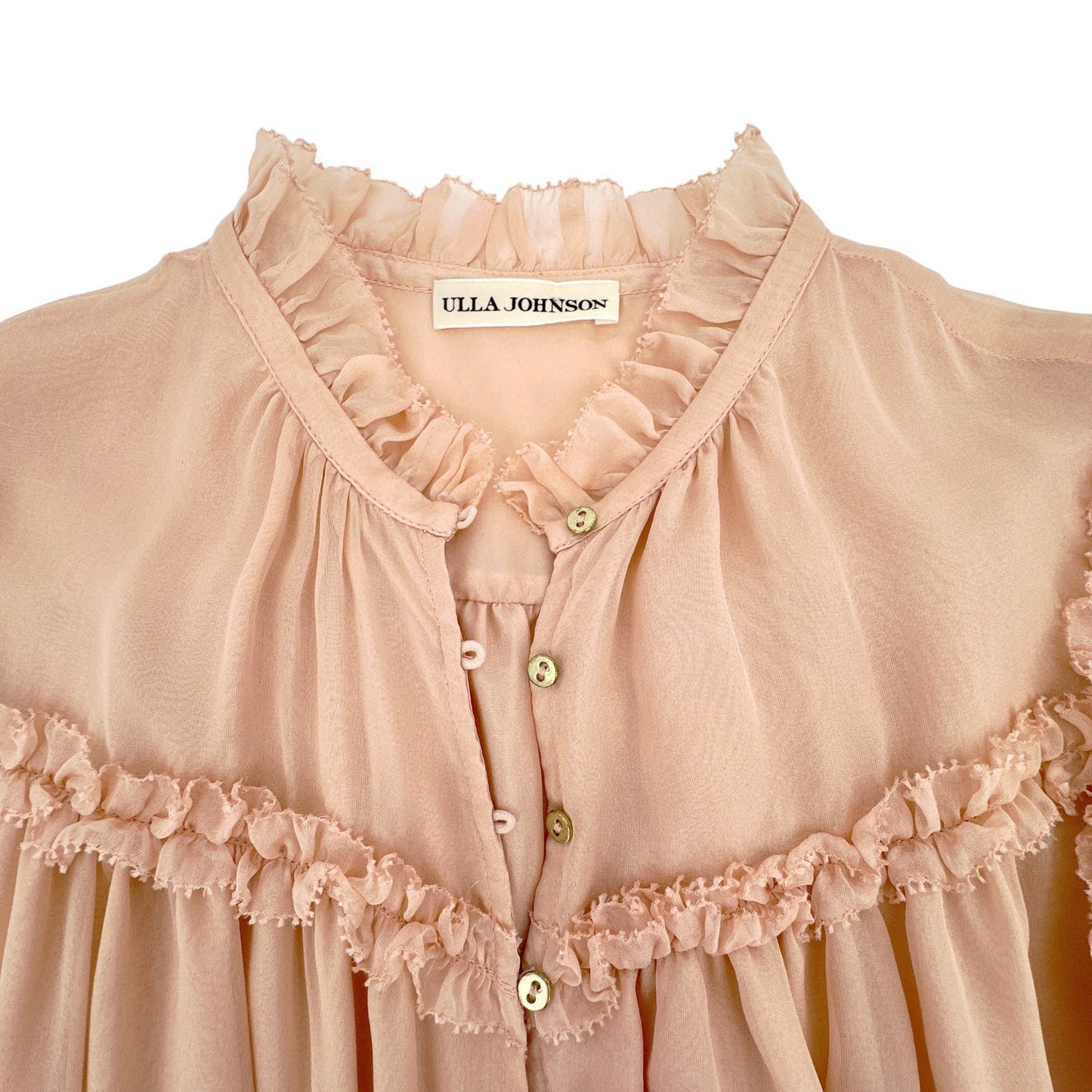 ULLA JOHNSON Rosalind Silk Dress in Blush 0