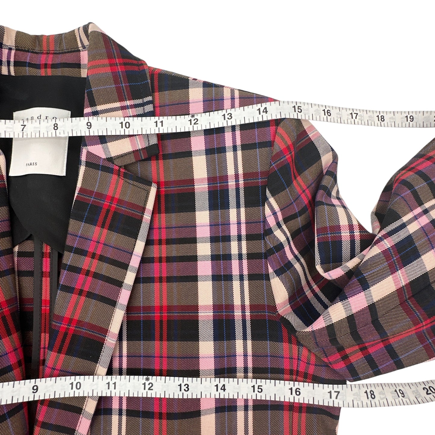 SANDRO Salima Single Button Plaid Blazer S