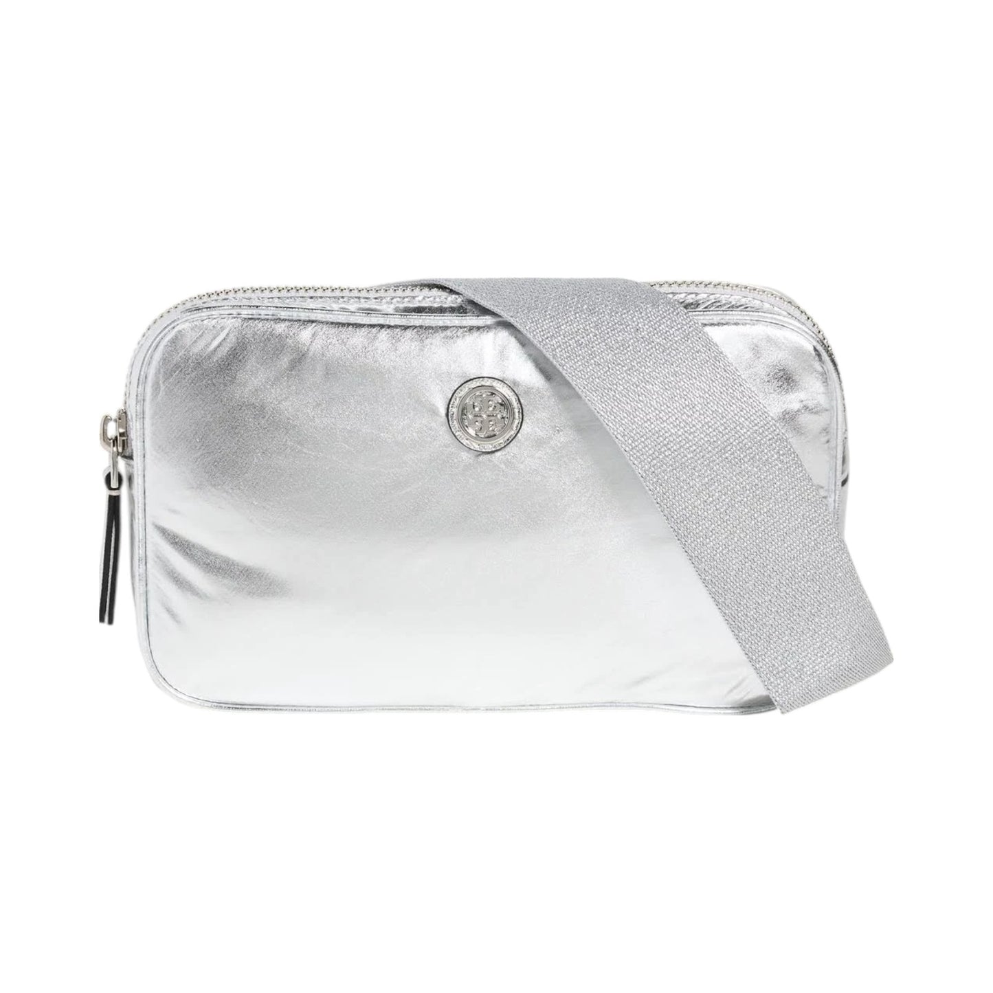 TORY BURCH Virginia Metallic Belt Bag in Silver