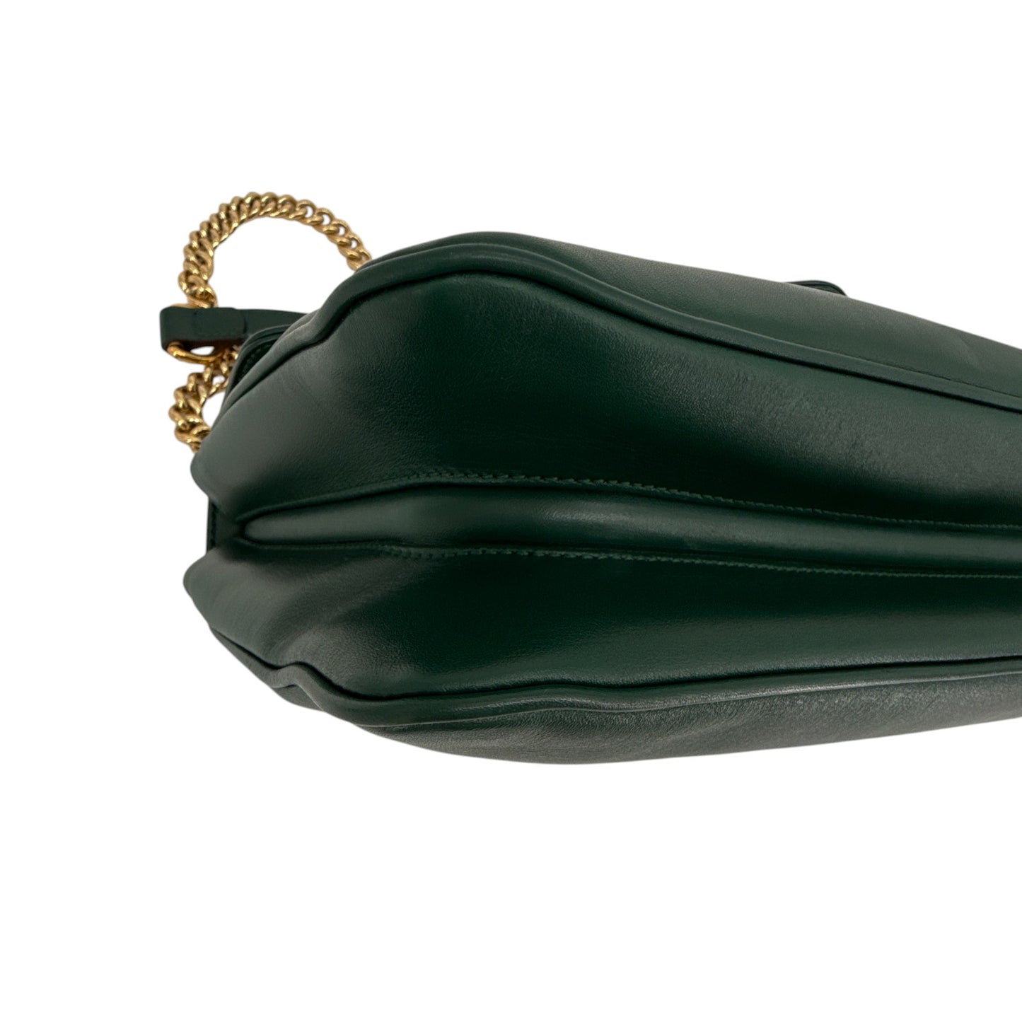 GUCCI Vitello Palmellato Lux Crystal Medium Rajah Shoulder Bag in Vintage Green