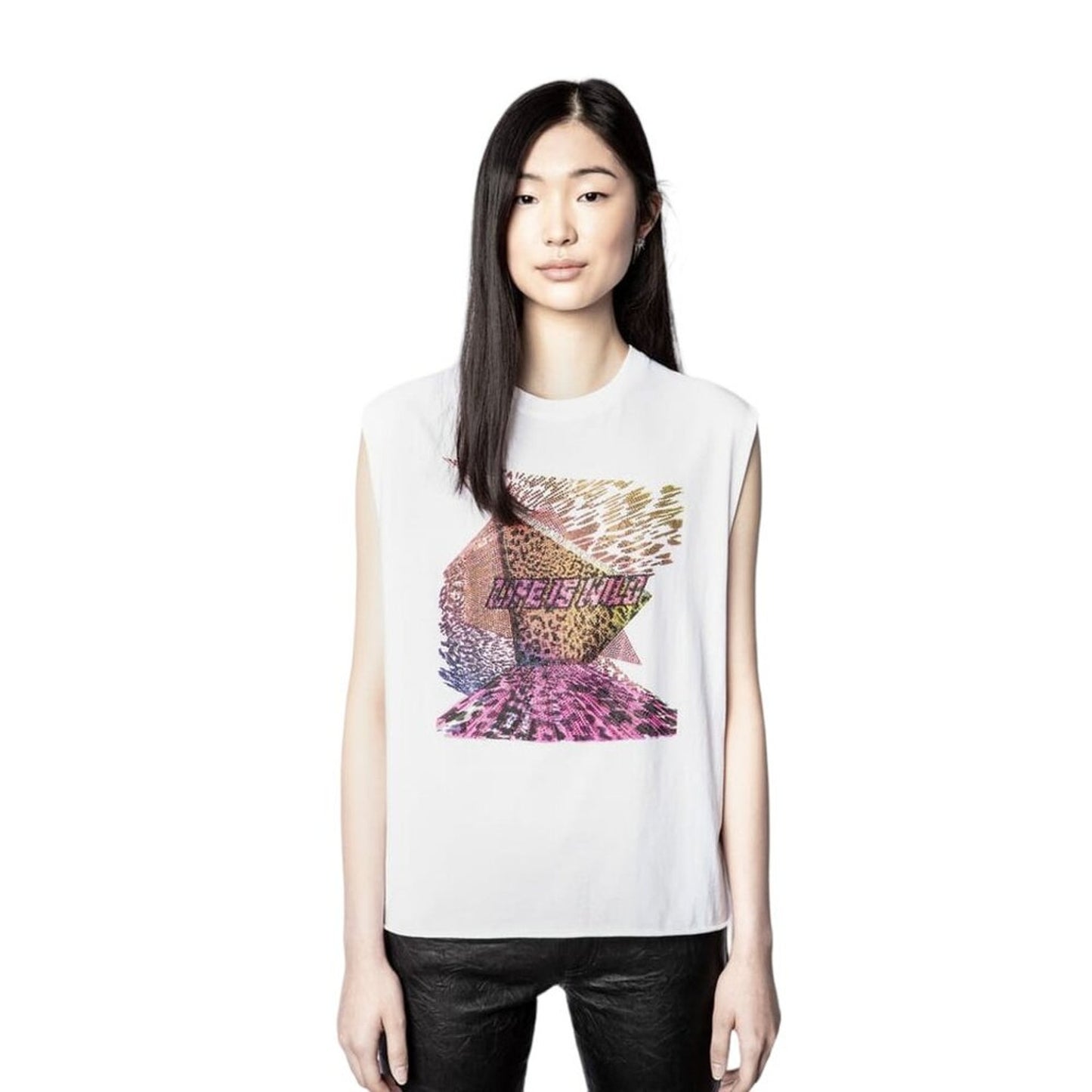 ZADIG & VOLTAIRE Weny Life Show Muscle Tee "Life is Wild" S