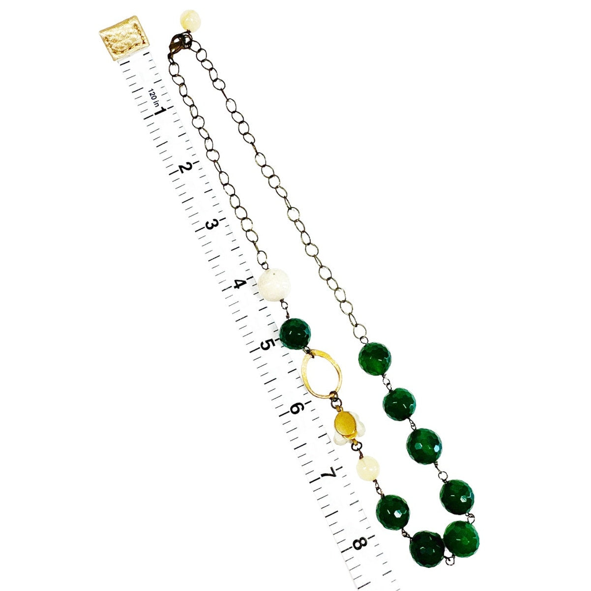 NECKLACE Hand Crafted in Antique Gold & Green