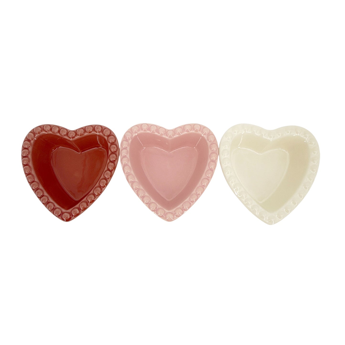 WILLIAMS-SONOMA Beaded Heart Shaped Ramekins || Set of 3